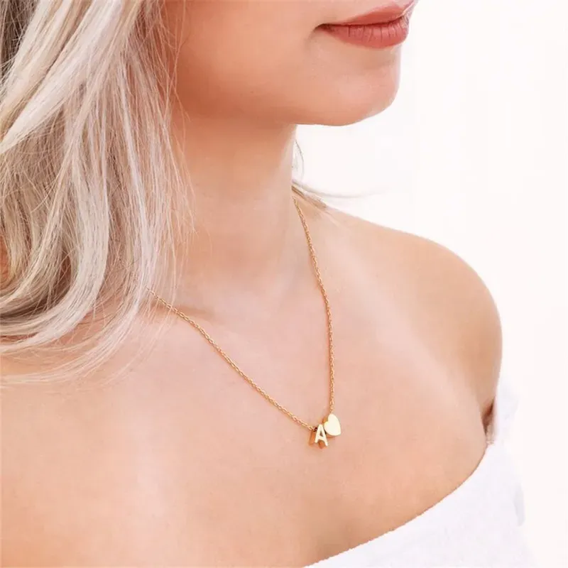 Dainty Initial Heart Necklace