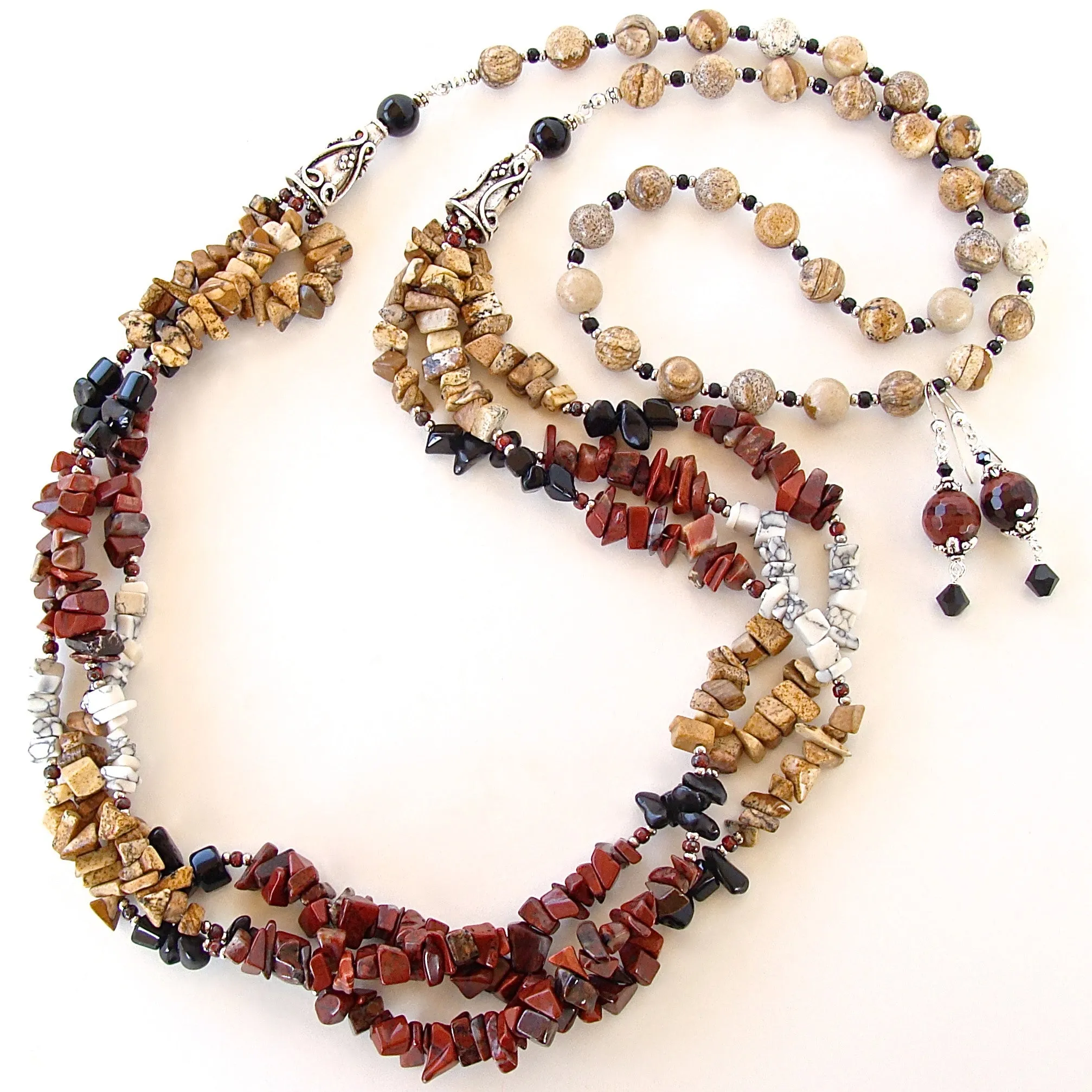 Desa: Long Gemstone Necklace Set