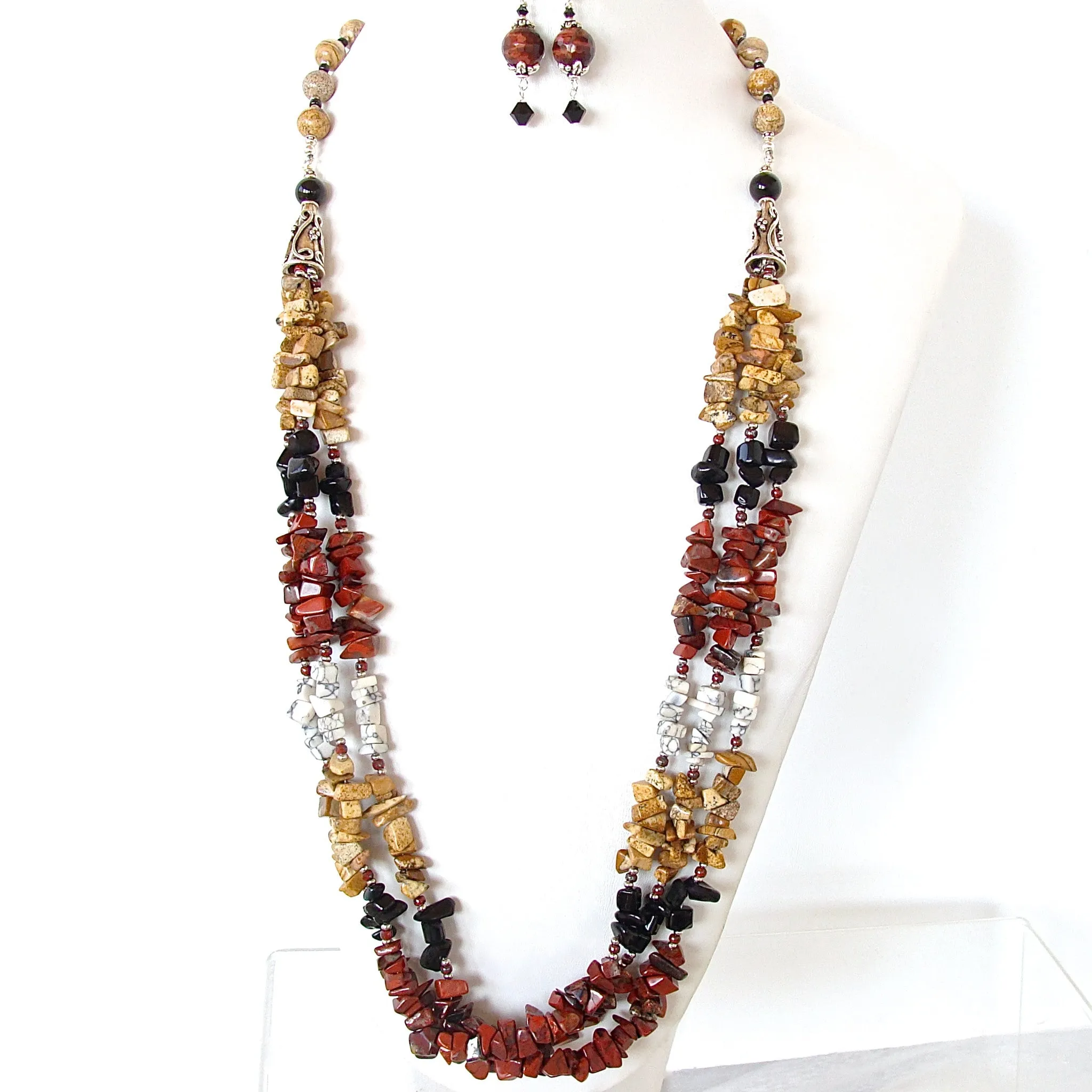 Desa: Long Gemstone Necklace Set