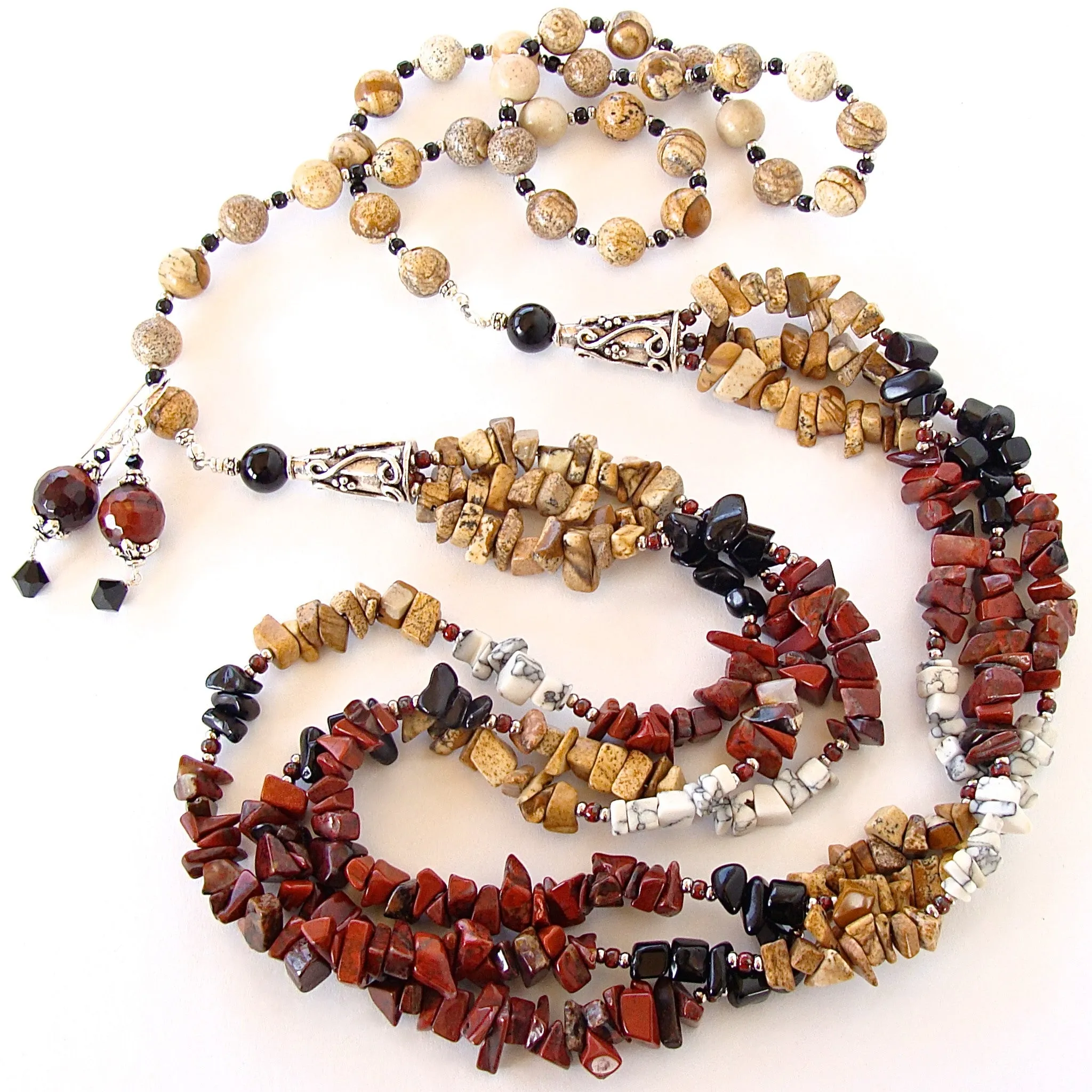 Desa: Long Gemstone Necklace Set