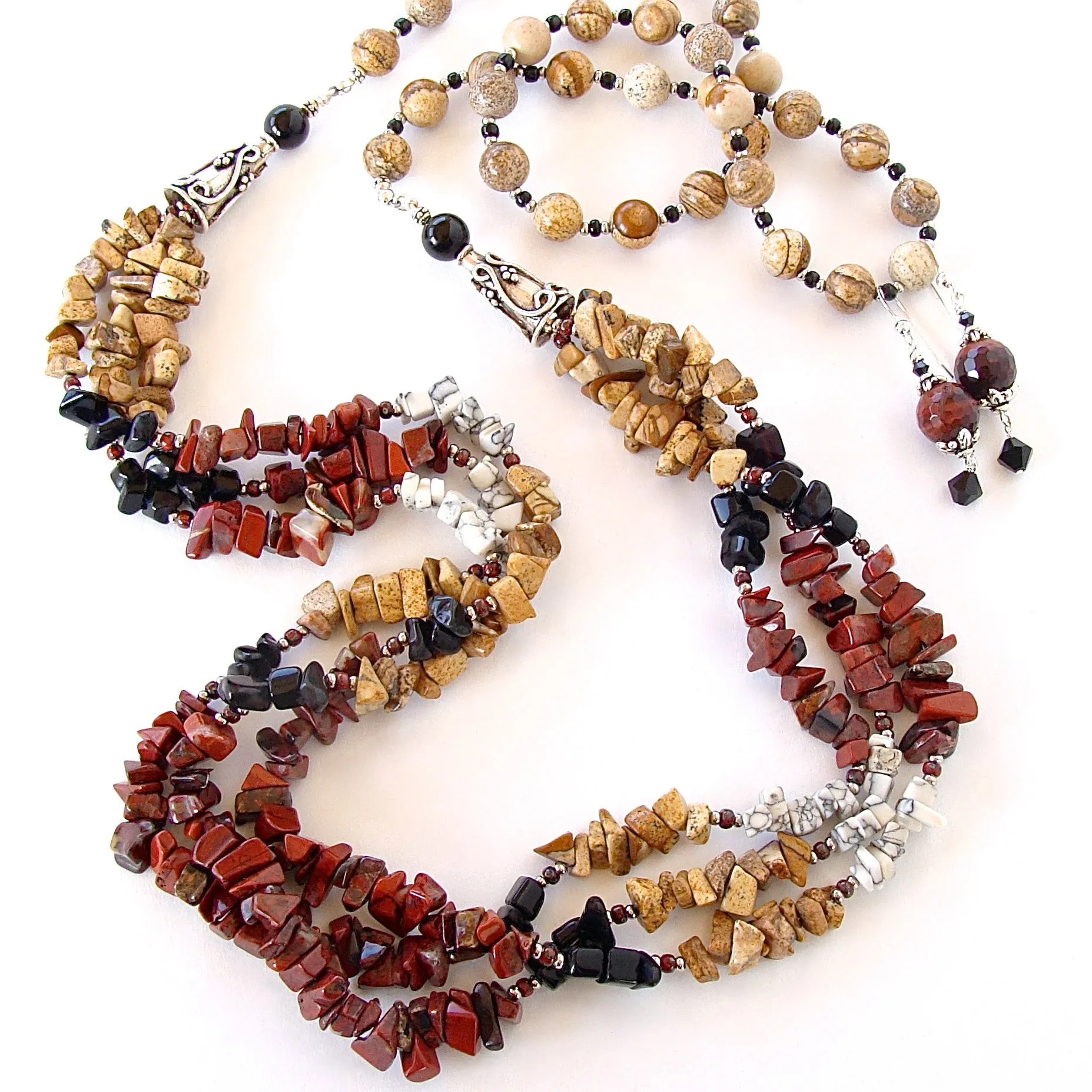 Desa: Long Gemstone Necklace Set