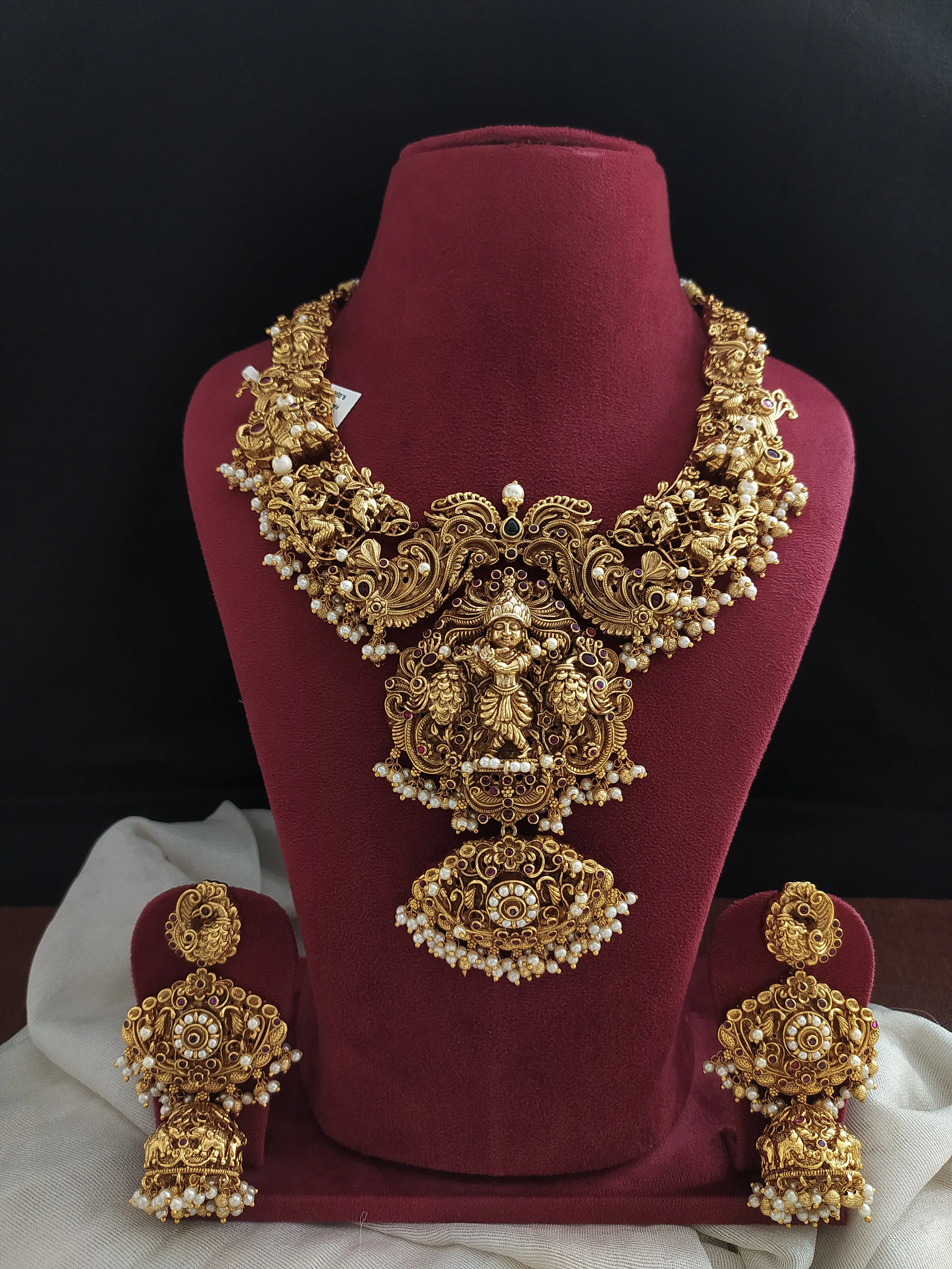 Divine Lord Krishna Pendant Antique Nagas Necklace Set