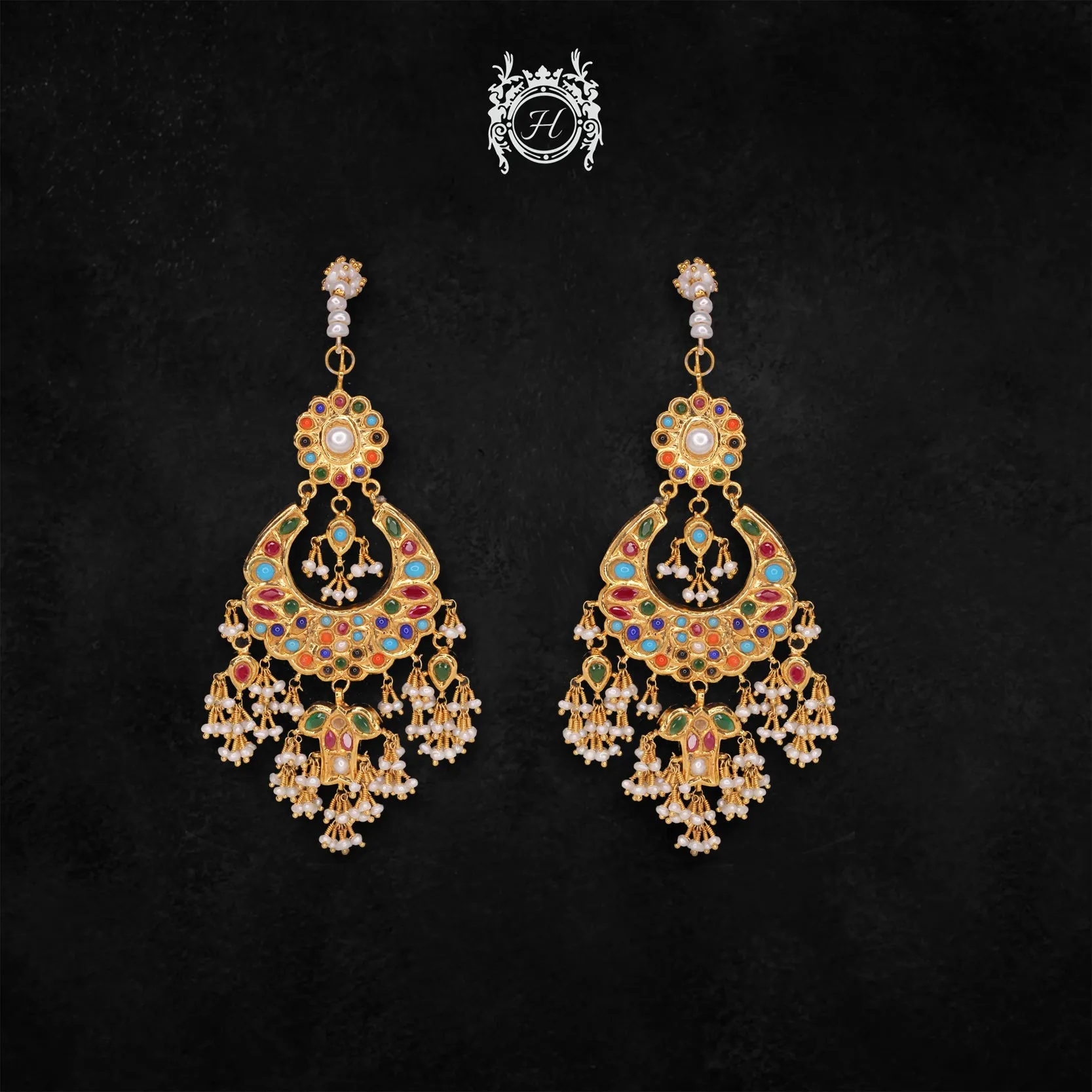 Dual Side Wearable Naurattan Earrings