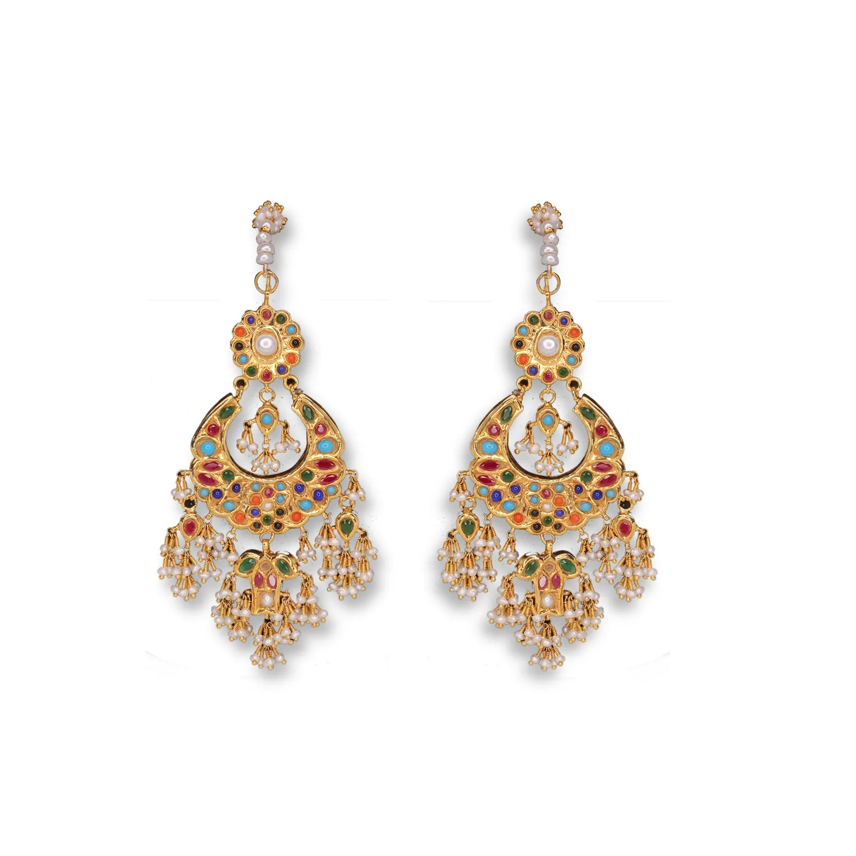 Dual Side Wearable Naurattan Earrings