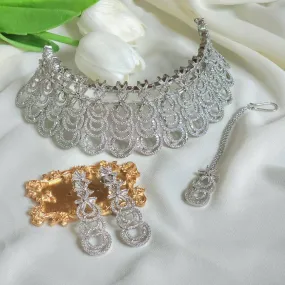 Elizah Silver Choker Necklace Set