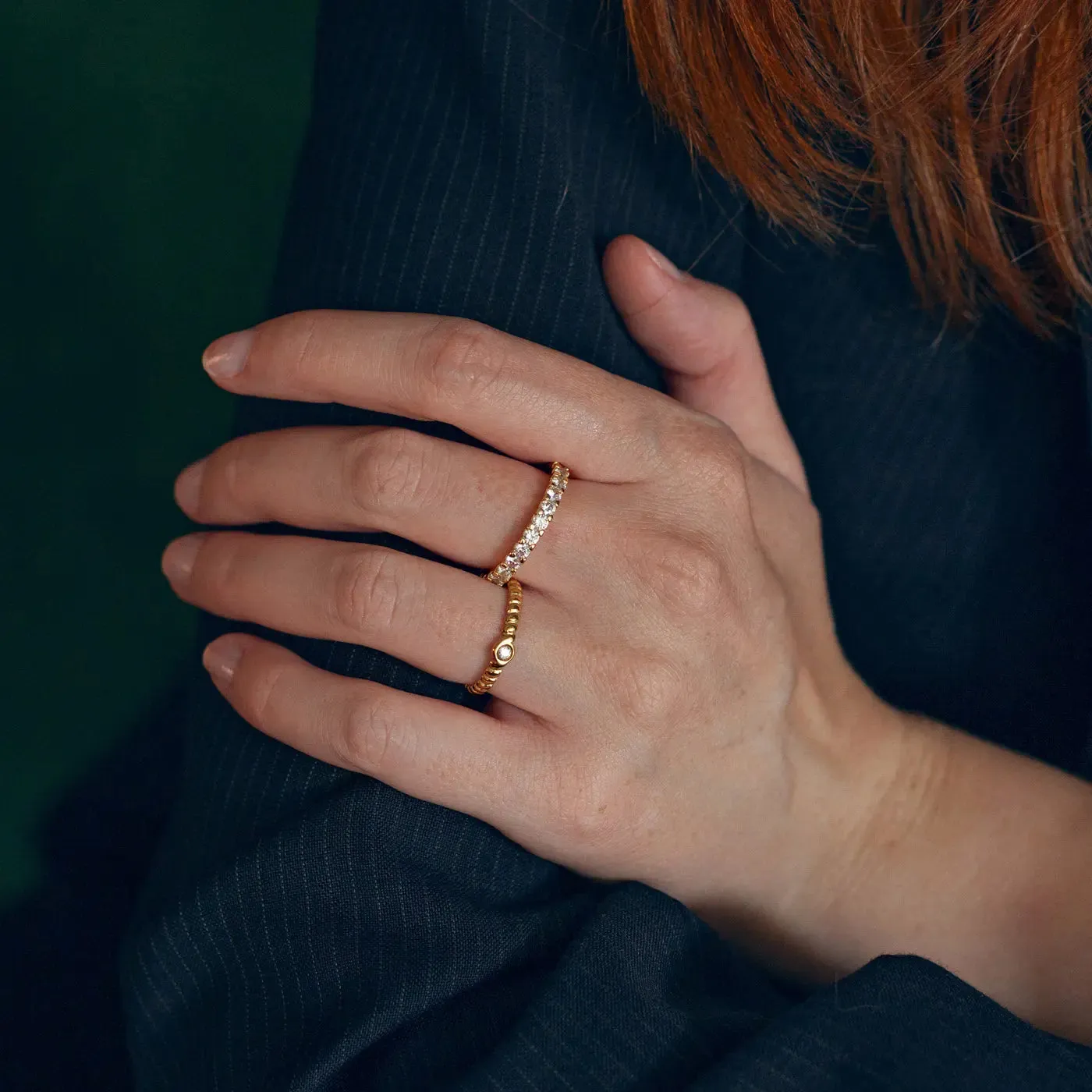 Embla - Bubble Stainless Steel Ring with Crystal