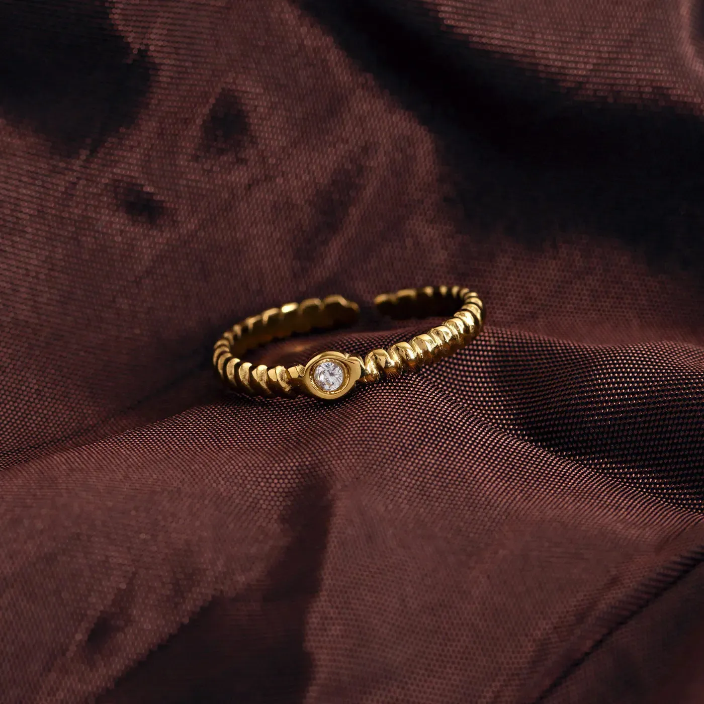 Embla - Bubble Stainless Steel Ring with Crystal