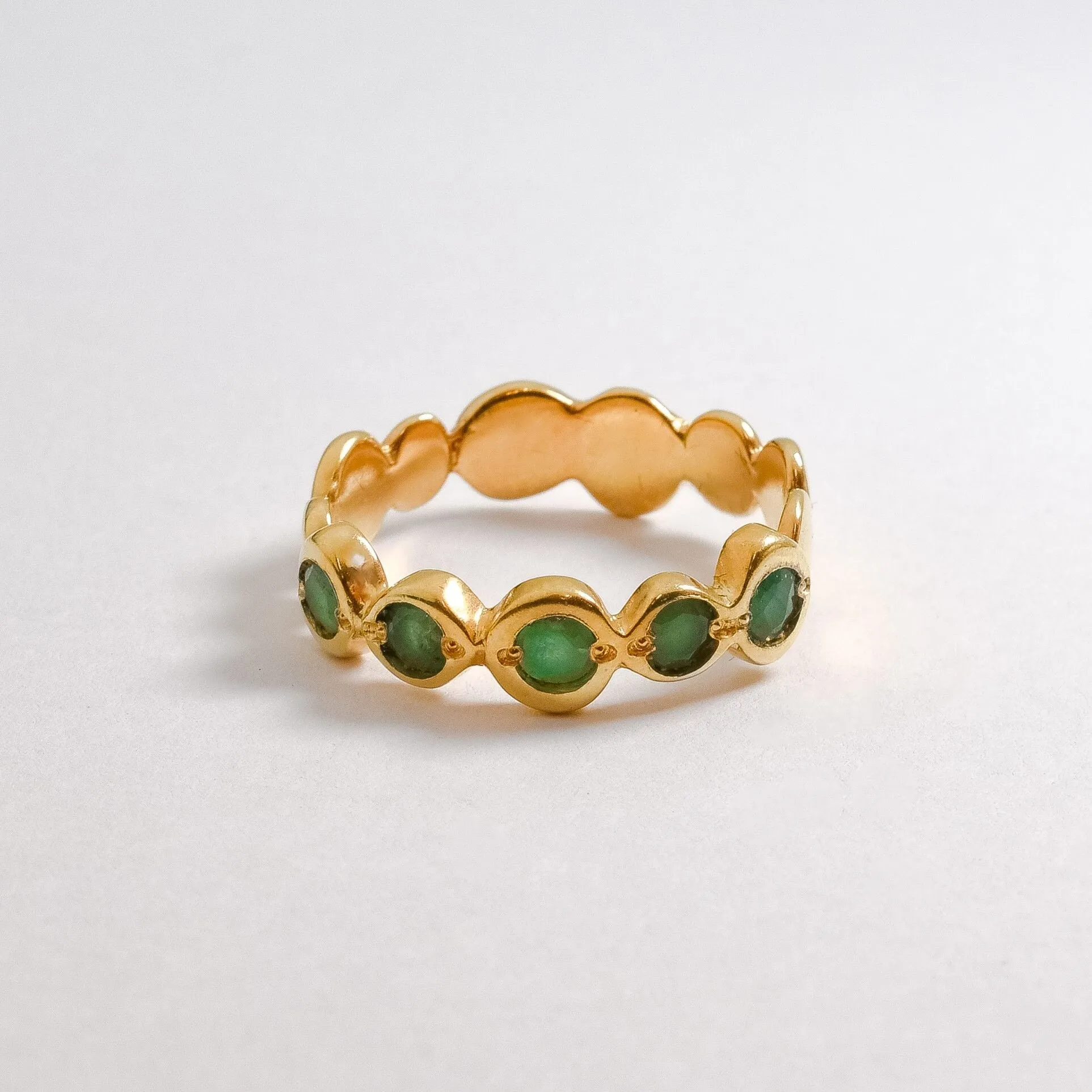 Emerald Bubble Band - Natural Emerald Ring, May Birthstone Ring