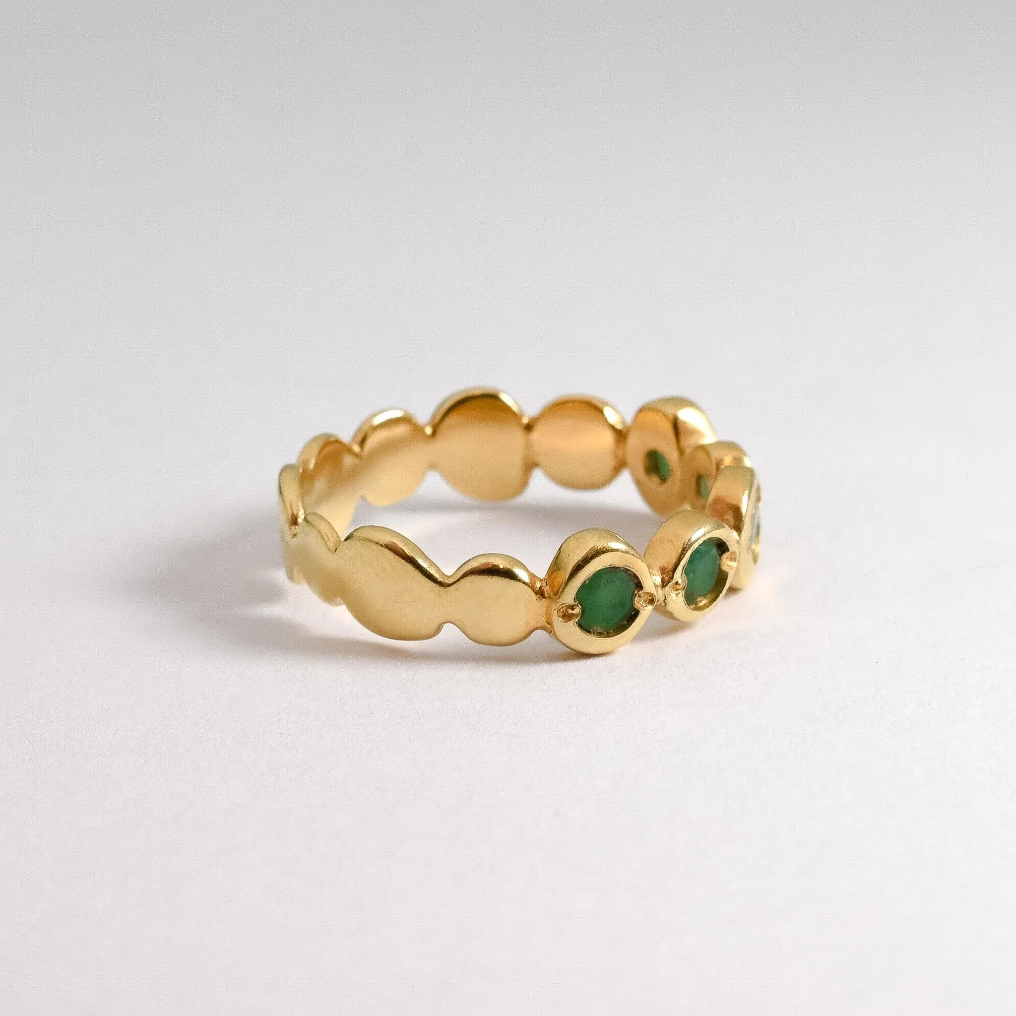 Emerald Bubble Band - Natural Emerald Ring, May Birthstone Ring