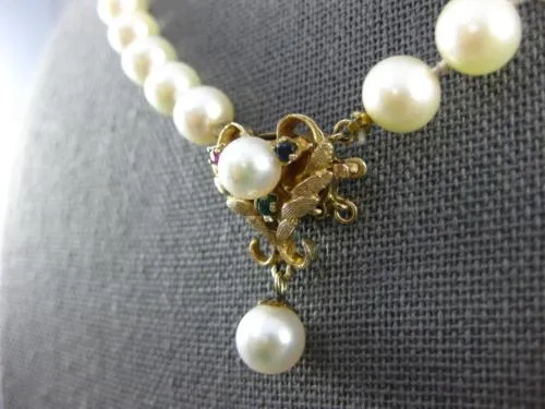 ESTATE EXTRA LONG AAA MULTI GEM 14K YELLOW GOLD HEART LARIAT NECKLACE #26587