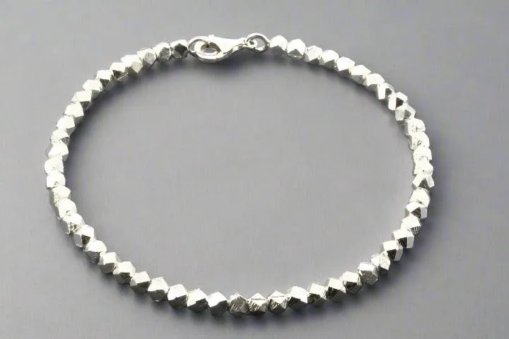 Faceted bead stacked bracelet - sterling silver