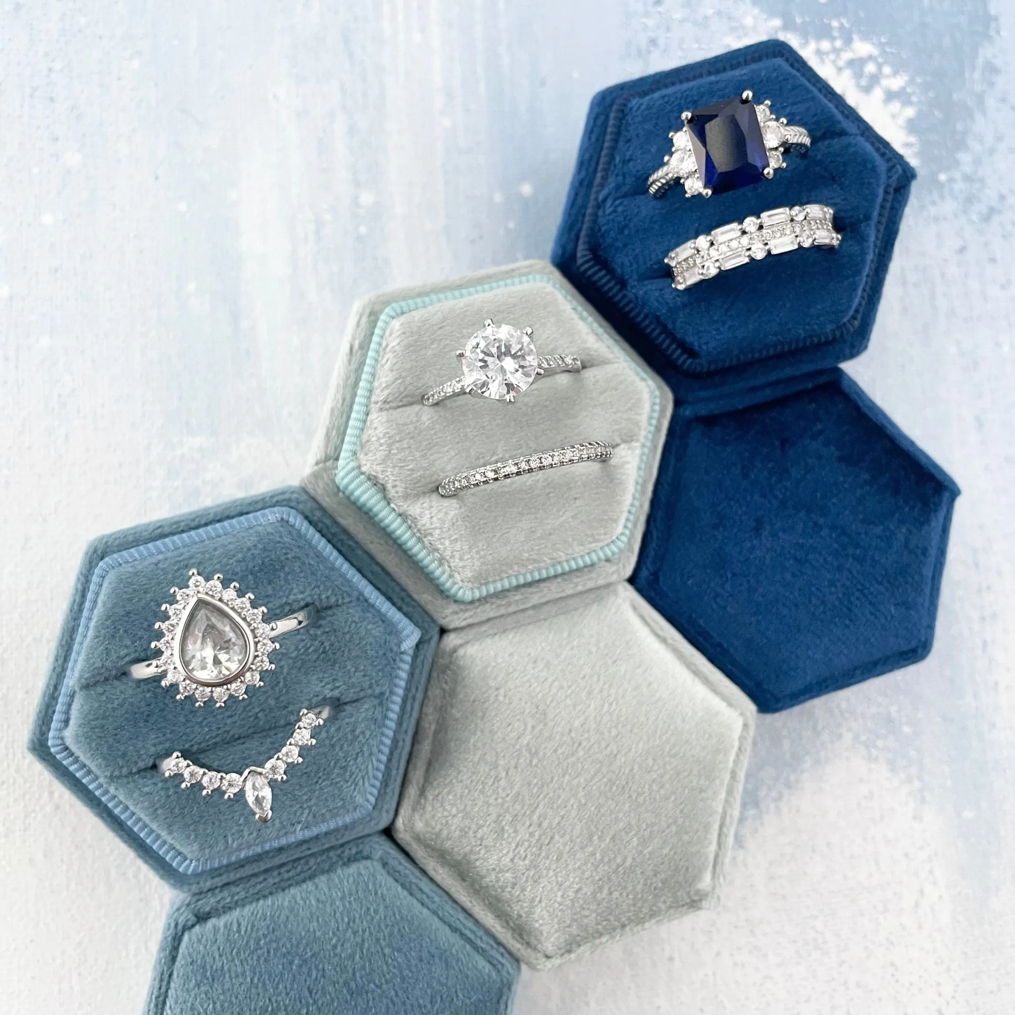 French Dusty Blue Ring Box
