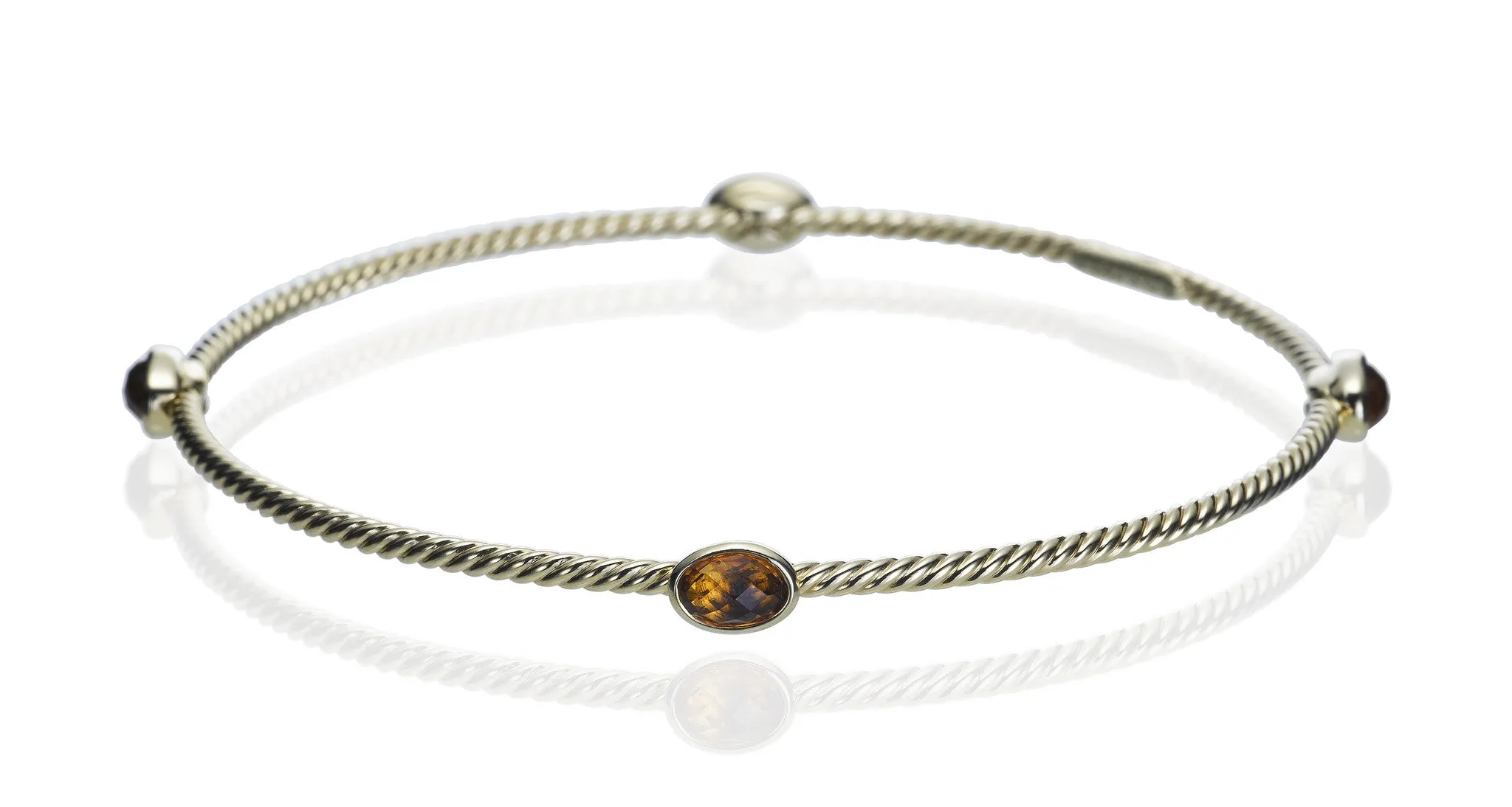 Gold Citrine Gem Bangle Bracelet