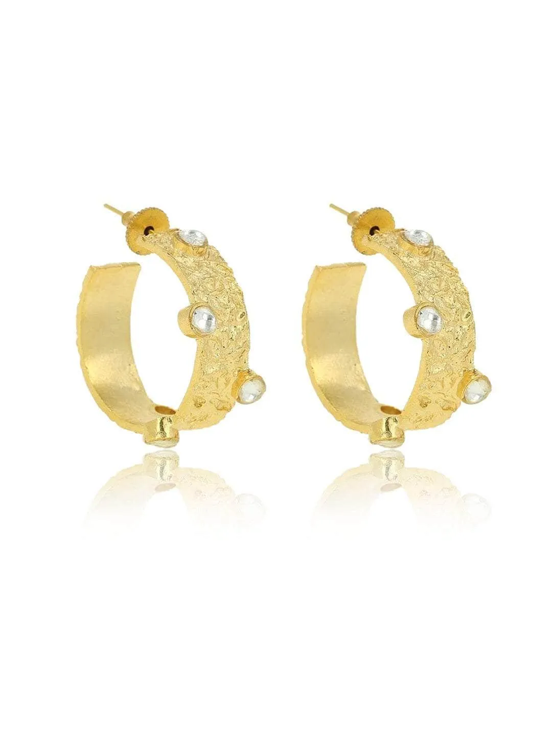 Gold Hammered Thick Hoops