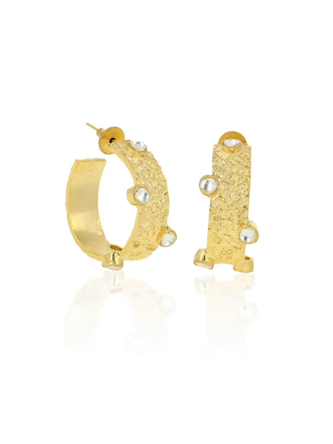 Gold Hammered Thick Hoops