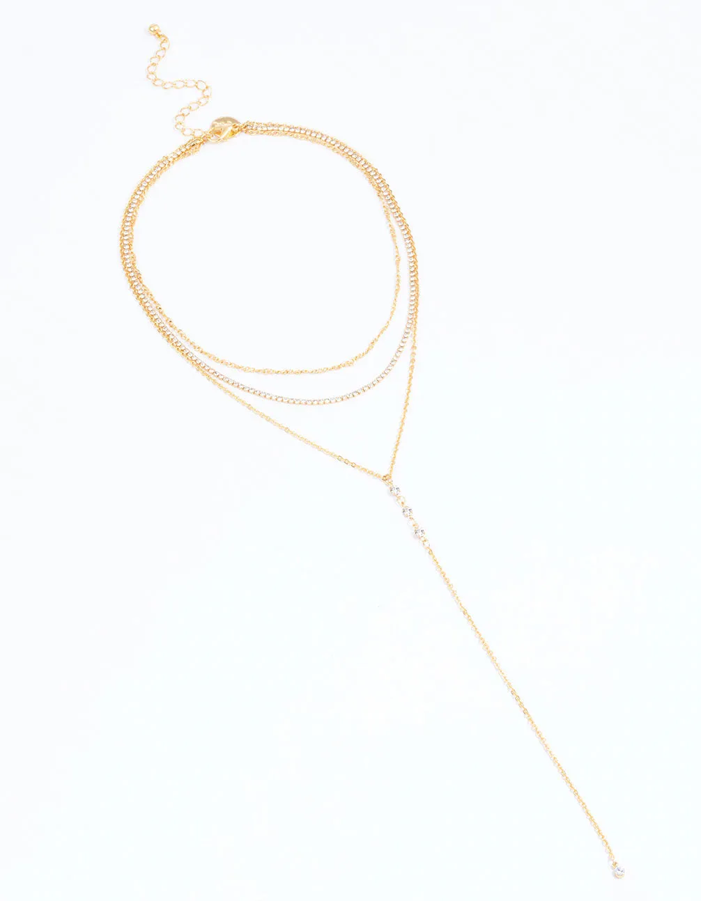 Gold Plated Cup Chain Layered Y-Shape Necklace