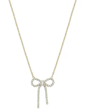 Gold Rhinestone Bow Necklace Set