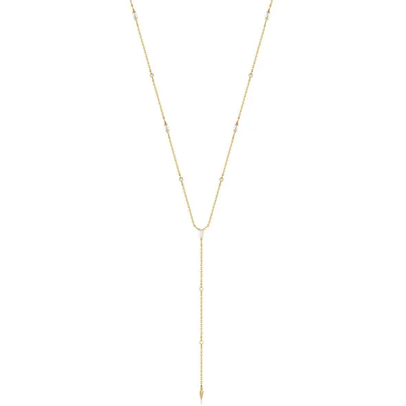 Gold Sparkle Point Y Necklace