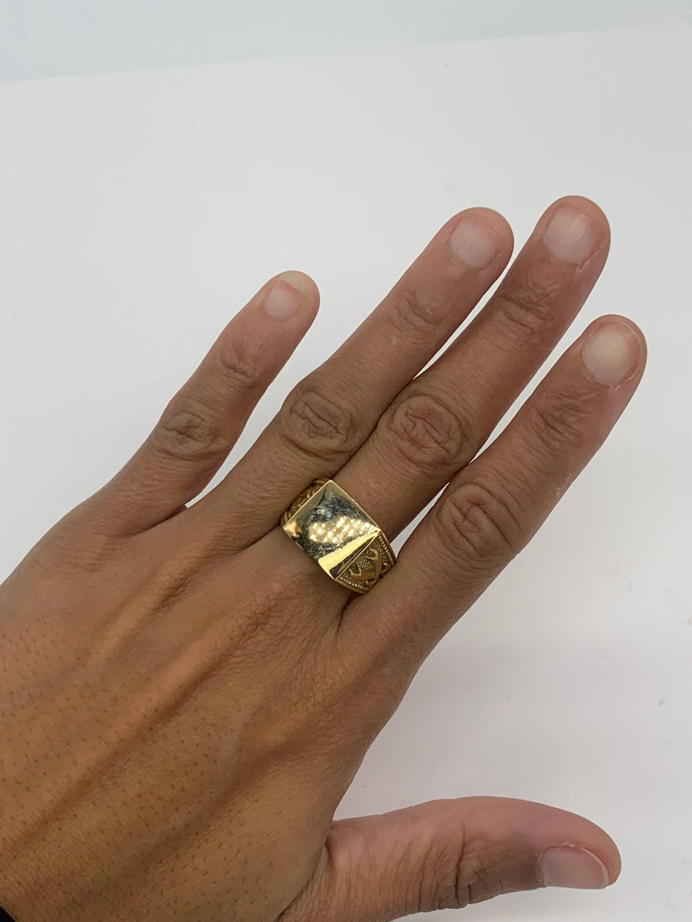 Gold Swords Ring - Plain Signet Band, Pirate Swords Ring