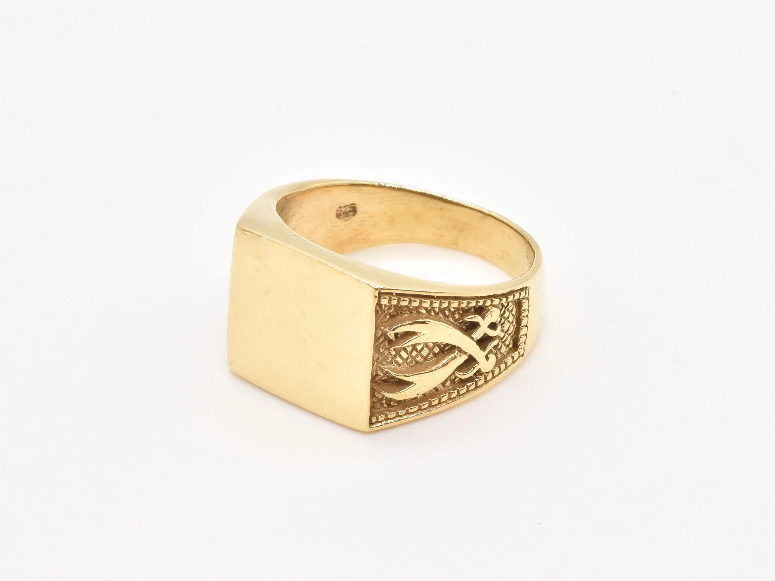 Gold Swords Ring - Plain Signet Band, Pirate Swords Ring