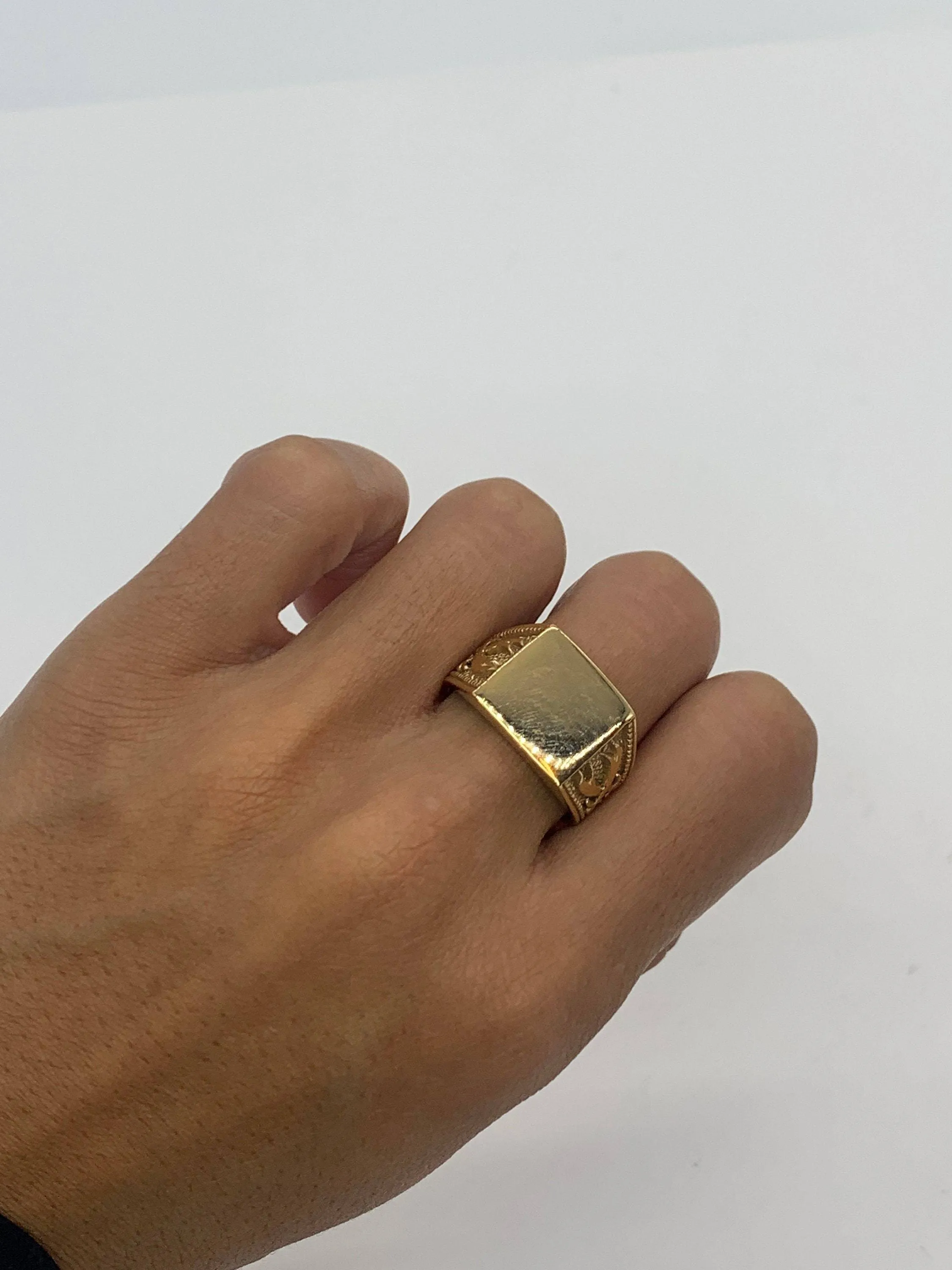 Gold Swords Ring - Plain Signet Band, Pirate Swords Ring