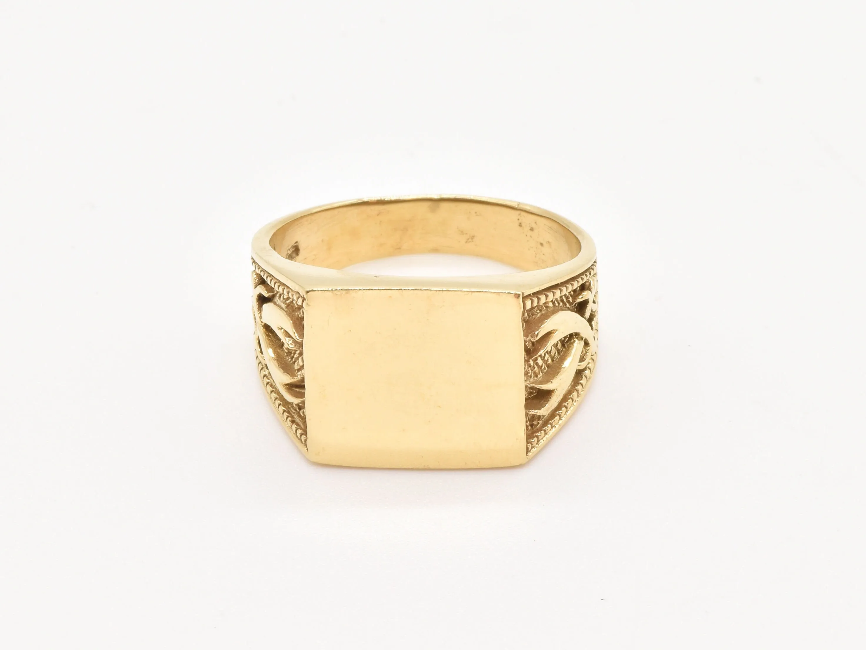 Gold Swords Ring - Plain Signet Band, Pirate Swords Ring