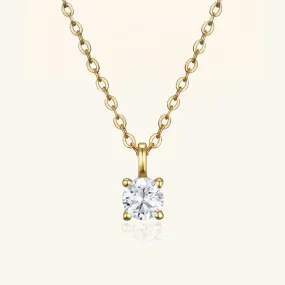 Golden Moissanite Four Prong Necklace 0.5CT