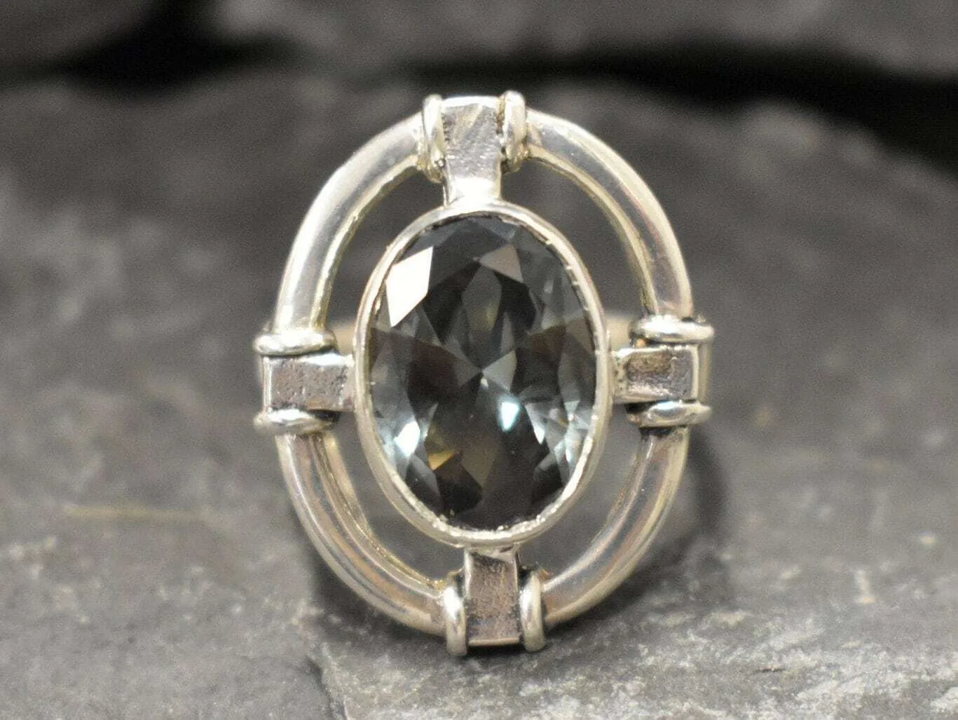 Green Diamond Ring - Green Statement Ring - Diamond Bezel Ring