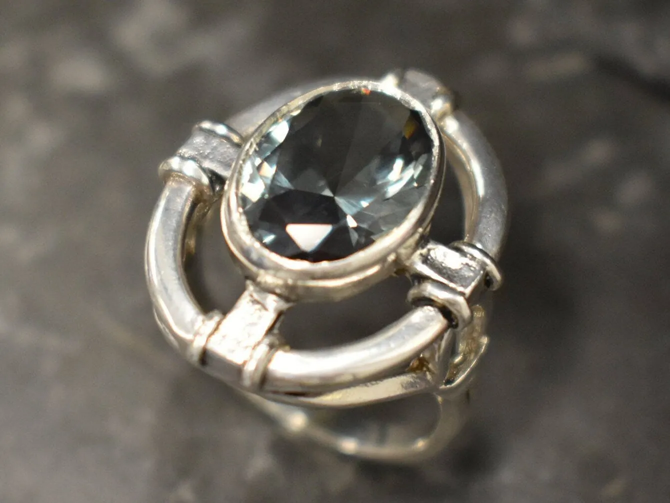 Green Diamond Ring - Green Statement Ring - Diamond Bezel Ring