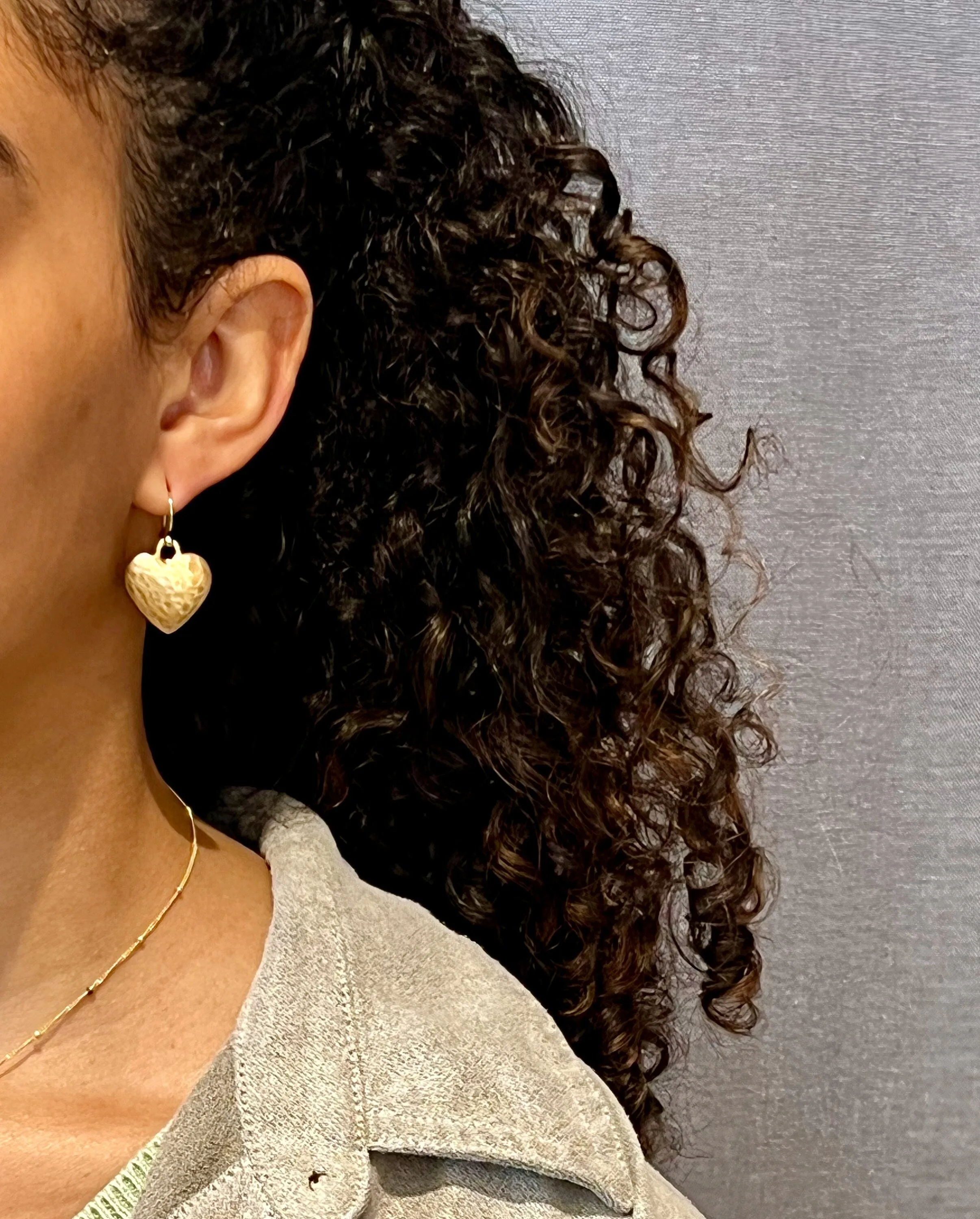 Hammered Bronze Hearts Earrings