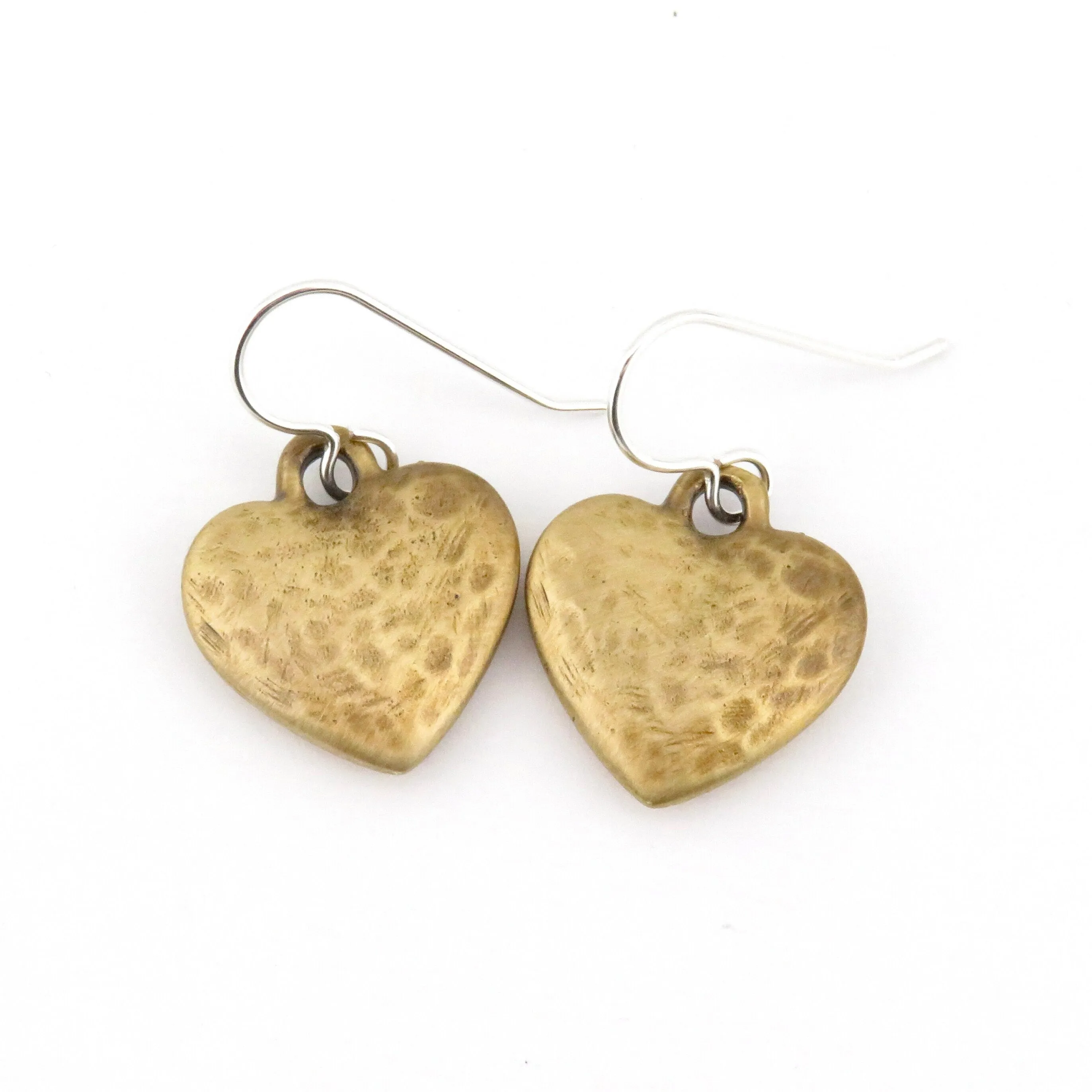 Hammered Bronze Hearts Earrings