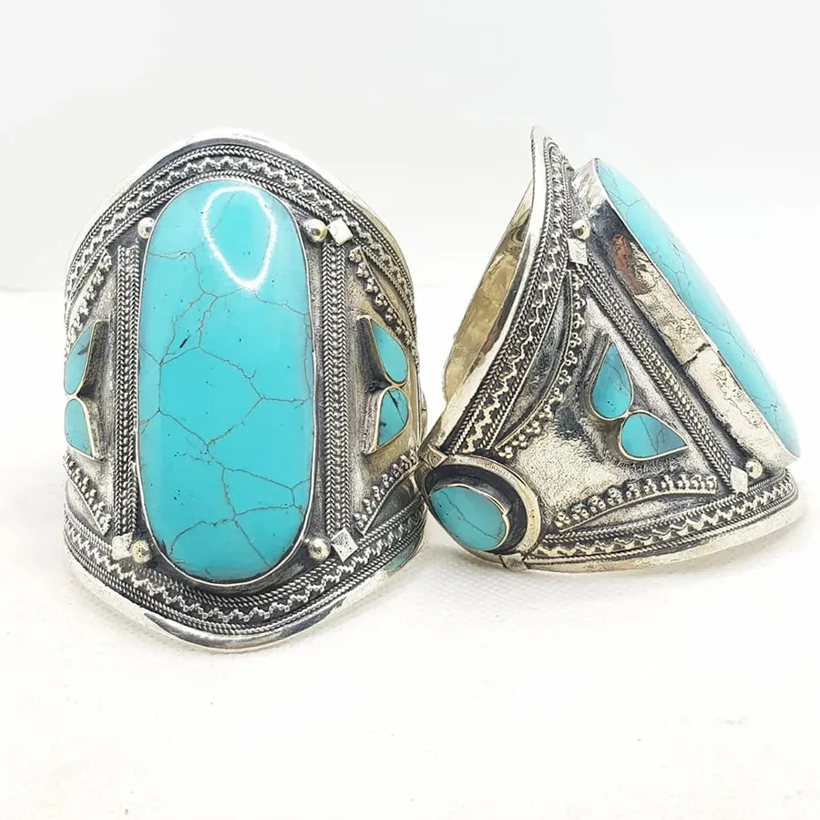 Handmade Big Stone Boho Cuff Bracelet