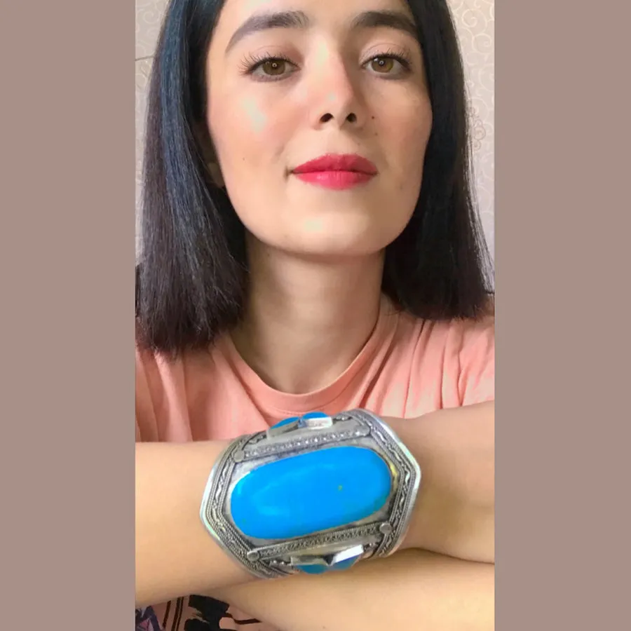 Handmade Big Stone Boho Cuff Bracelet