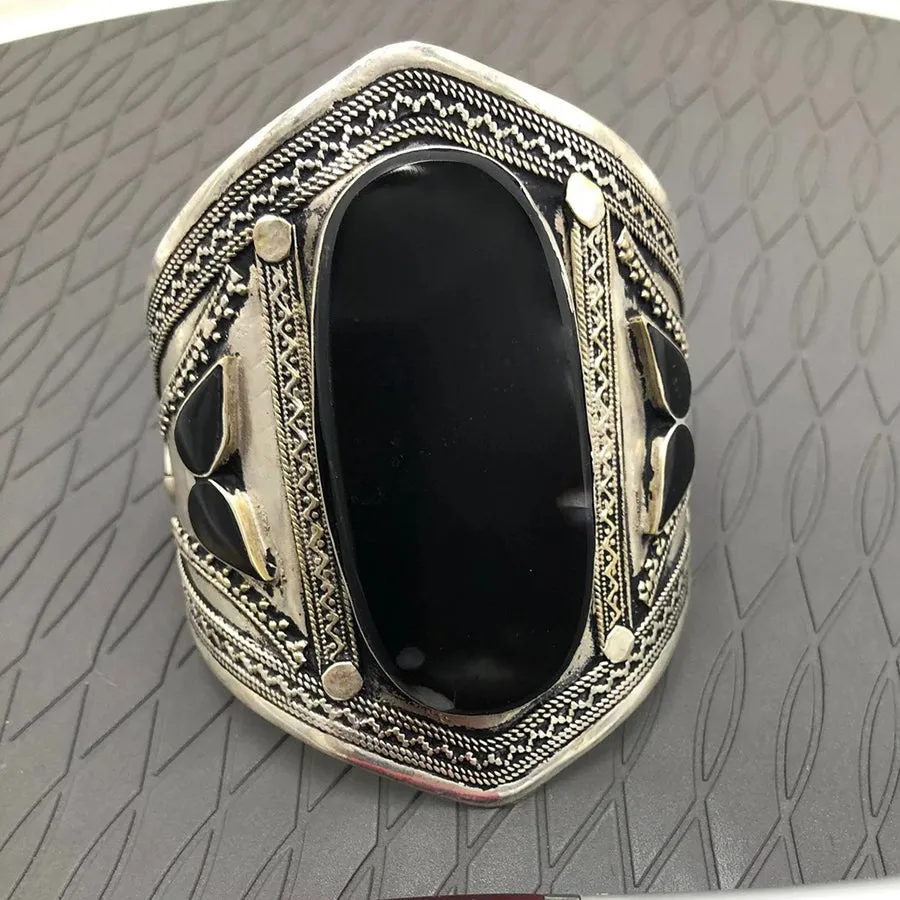 Handmade Big Stone Boho Cuff Bracelet