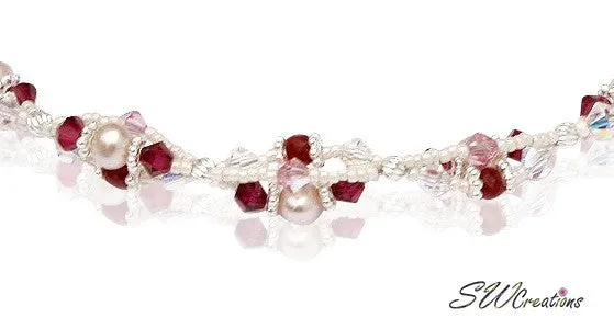 Handmade Ruby Gemstone Pearl Twist Necklace