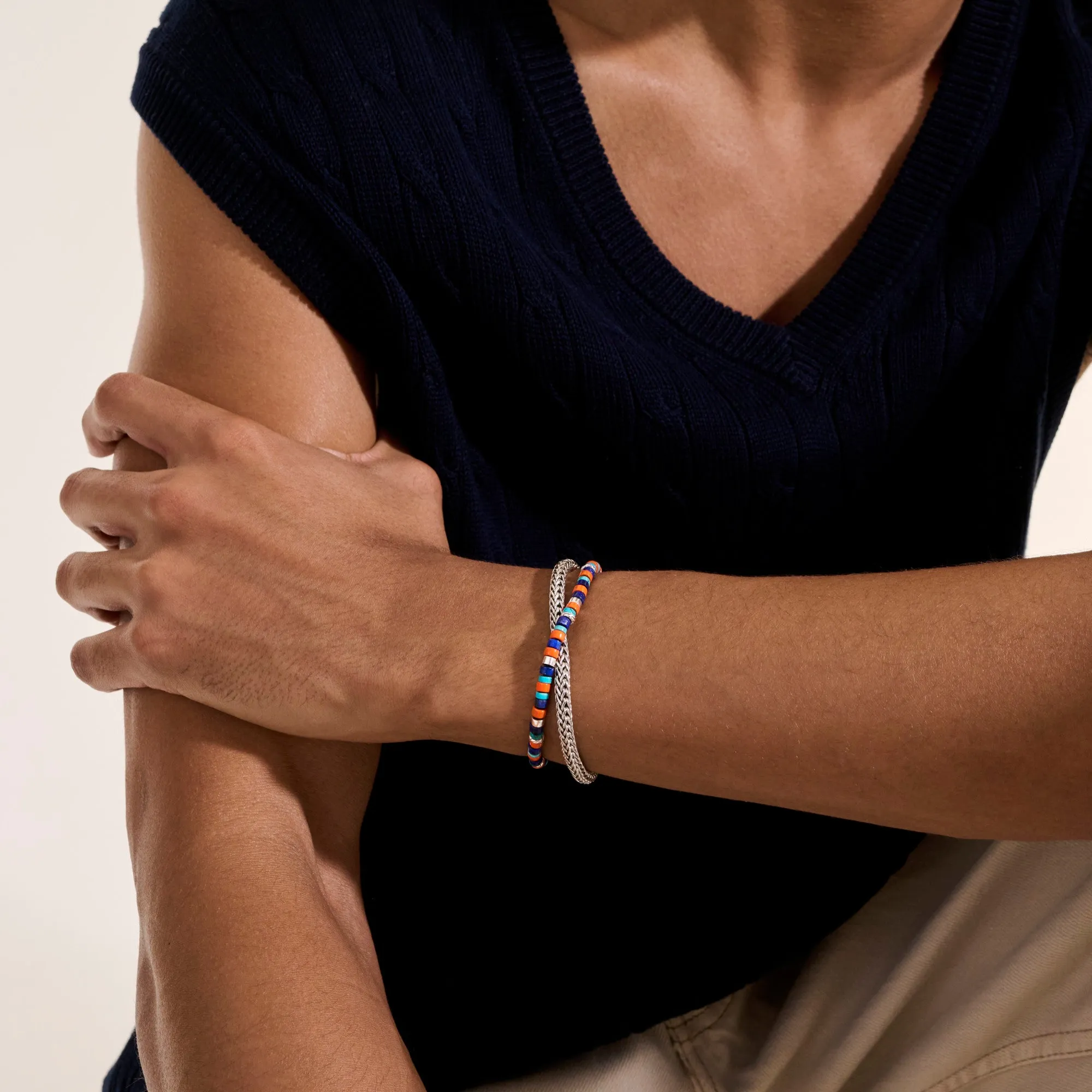 Heishi Chain Wrap, Sterling Silver|BUS9012551ORLPZTQ