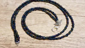 Iridescent Seed Bead 22" Lanyard / ID Holder, Necklace 