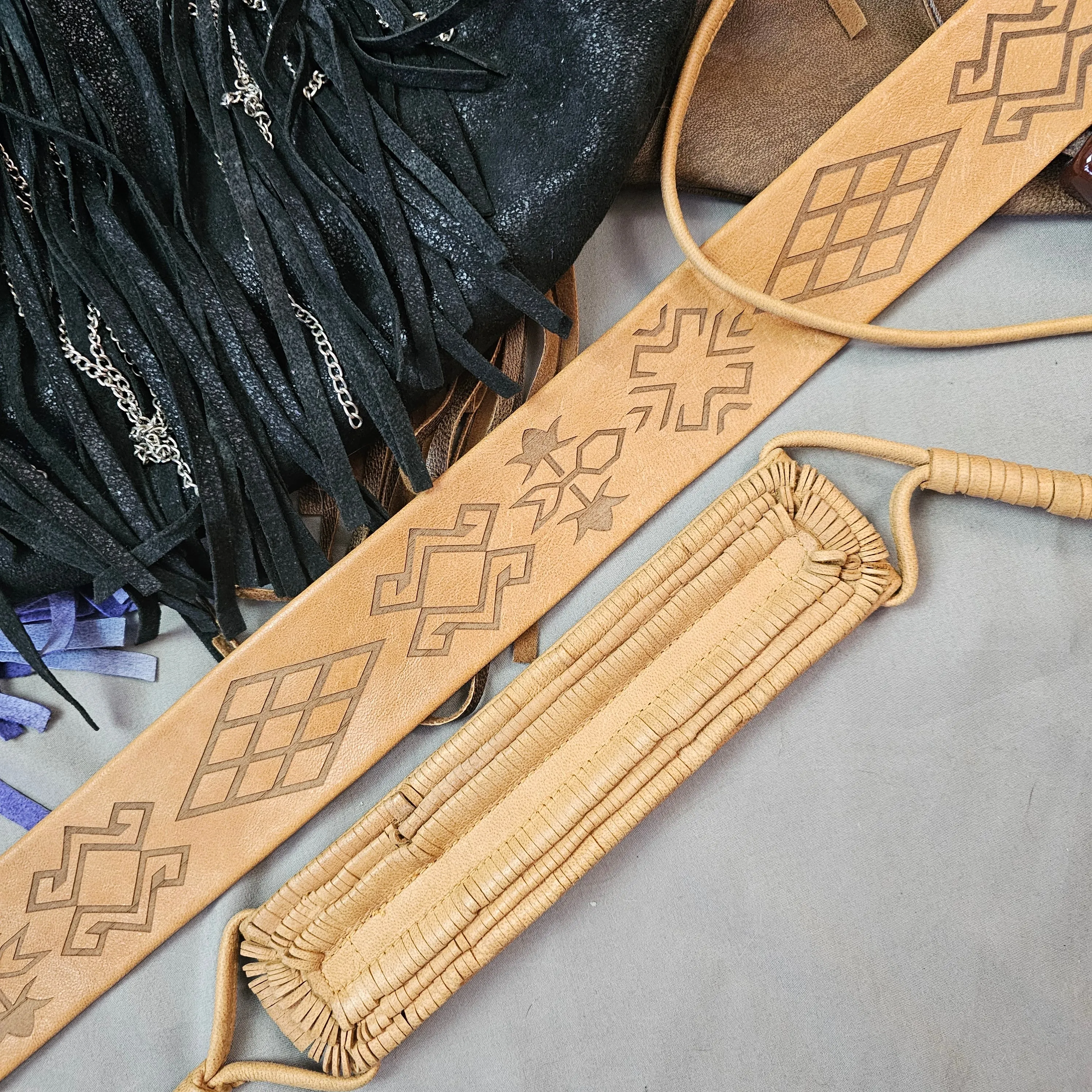 JODI LEE LEATHER AZTEC BELT