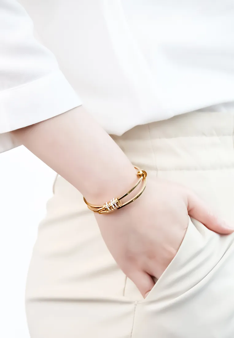 Jordana Flow Rings Double-layer Spring Hinged Bangle