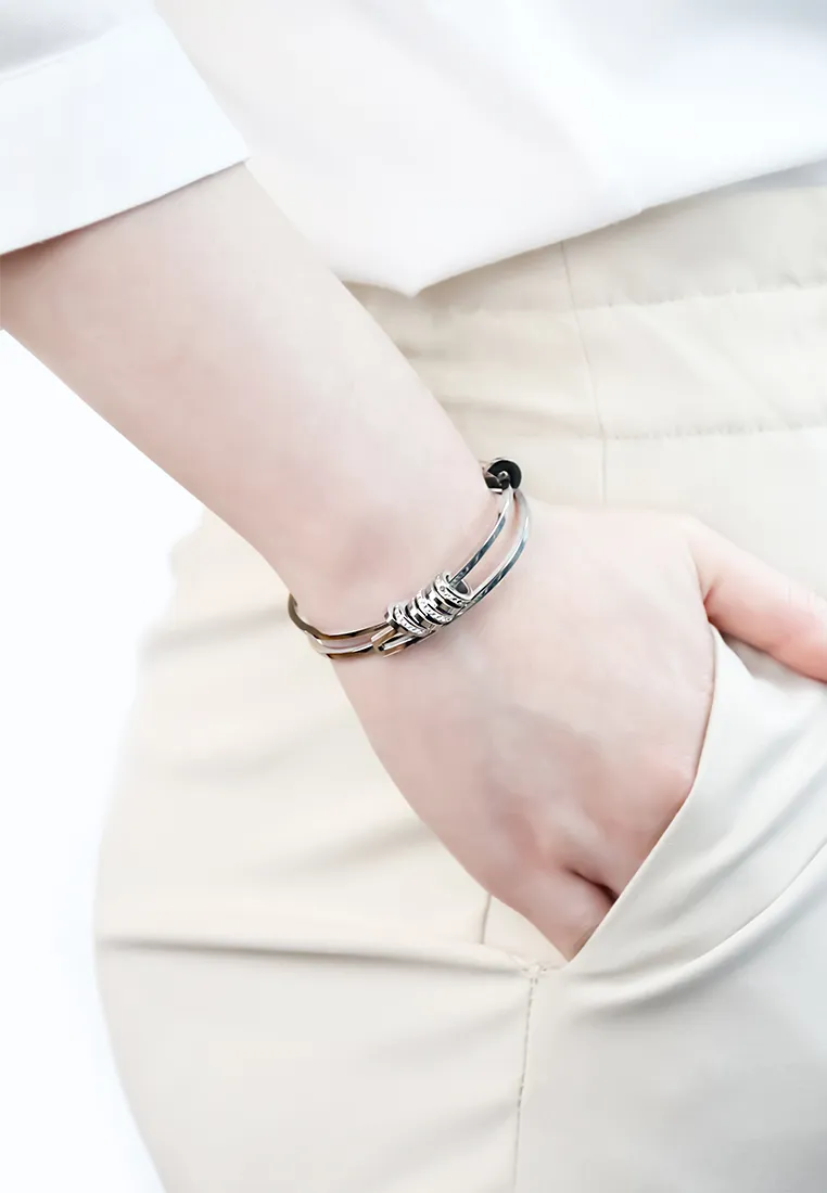 Jordana Flow Rings Double-layer Spring Hinged Bangle