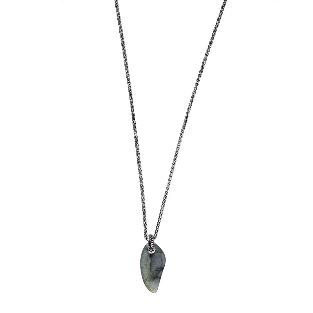 Labradorite Gemstone Horn Pendant Necklace