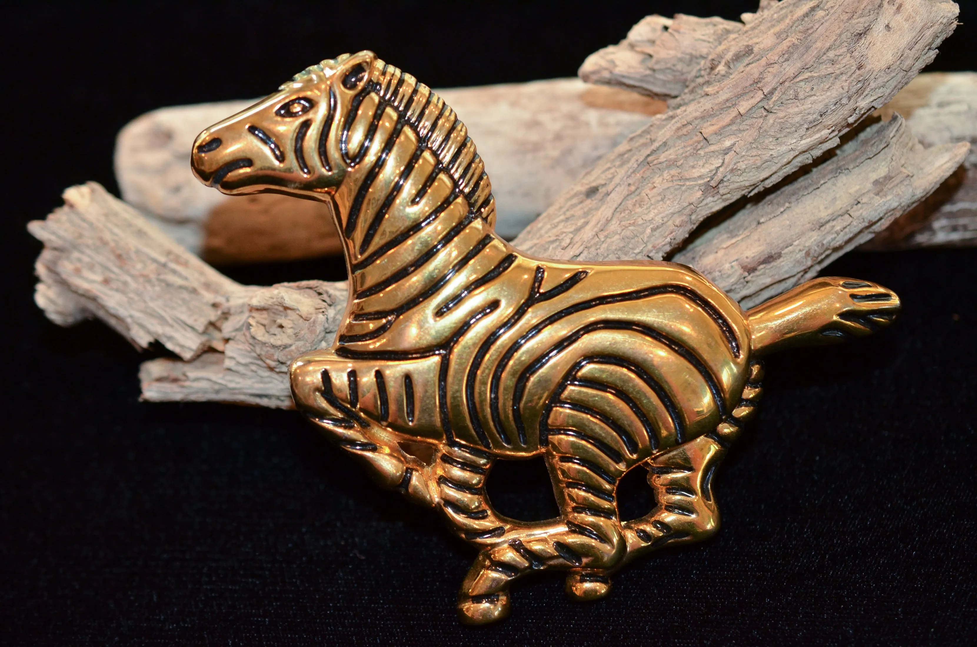 Large Running Zebra Statement Belt Buckle 5" L