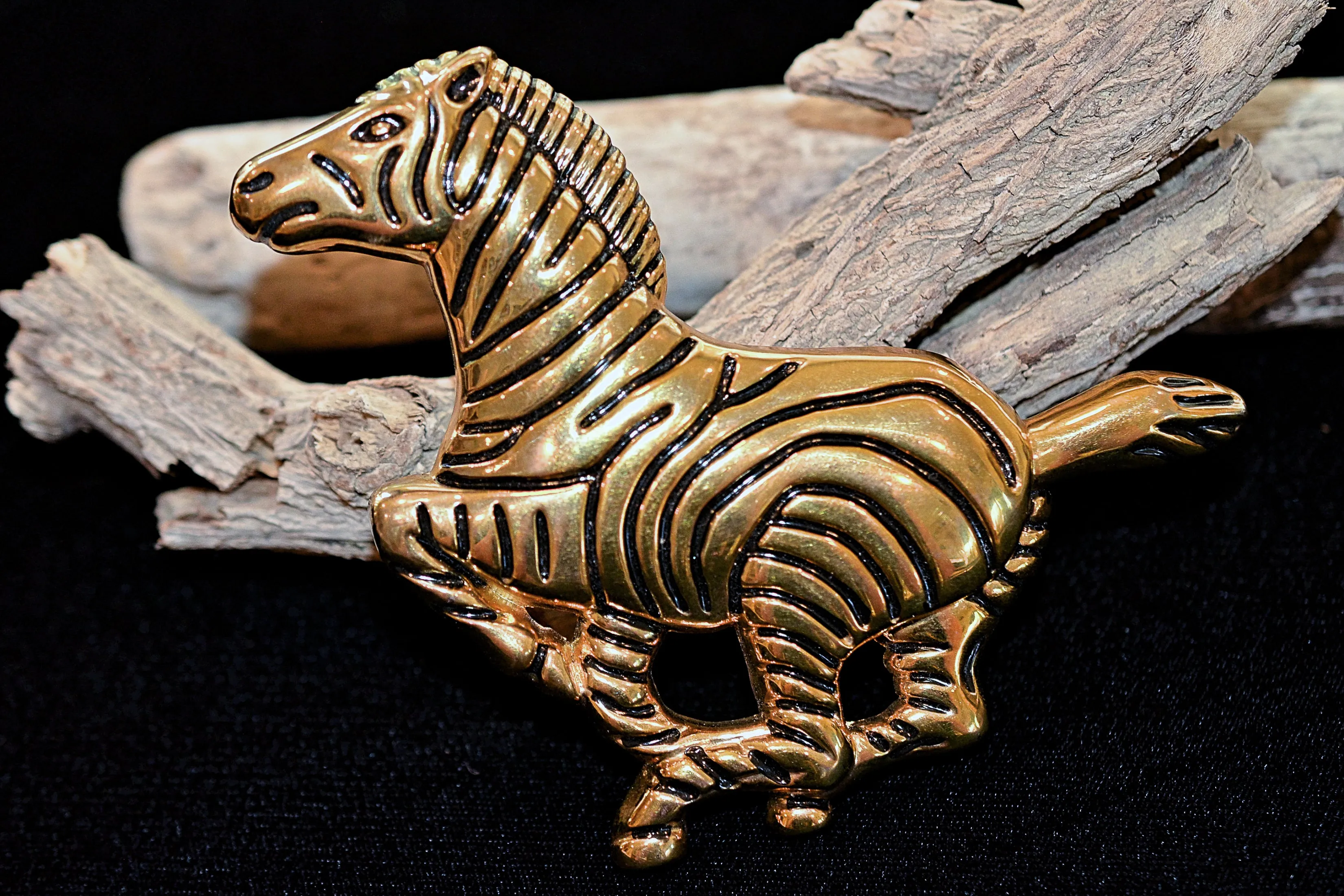 Large Running Zebra Statement Belt Buckle 5" L