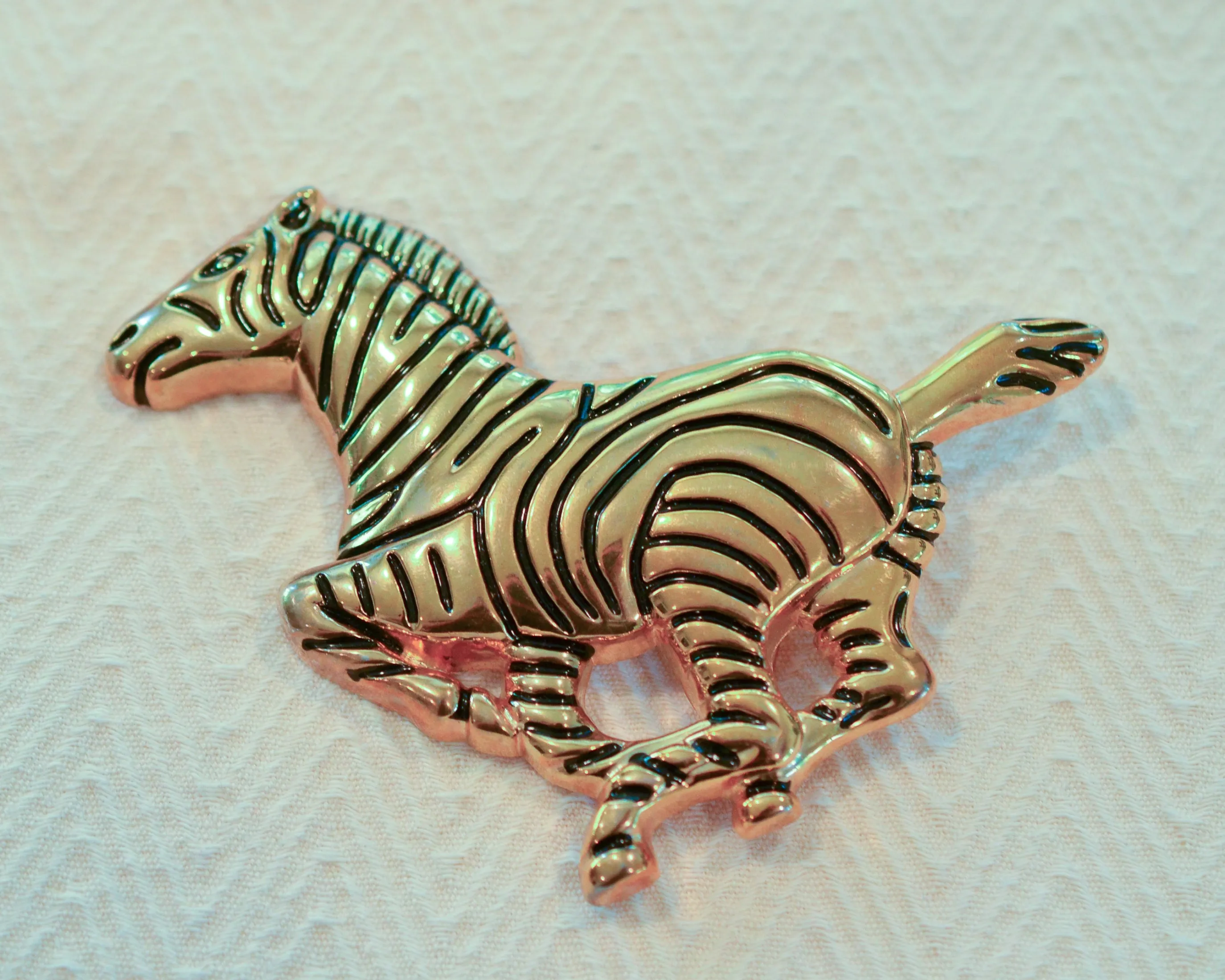 Large Running Zebra Statement Belt Buckle 5" L