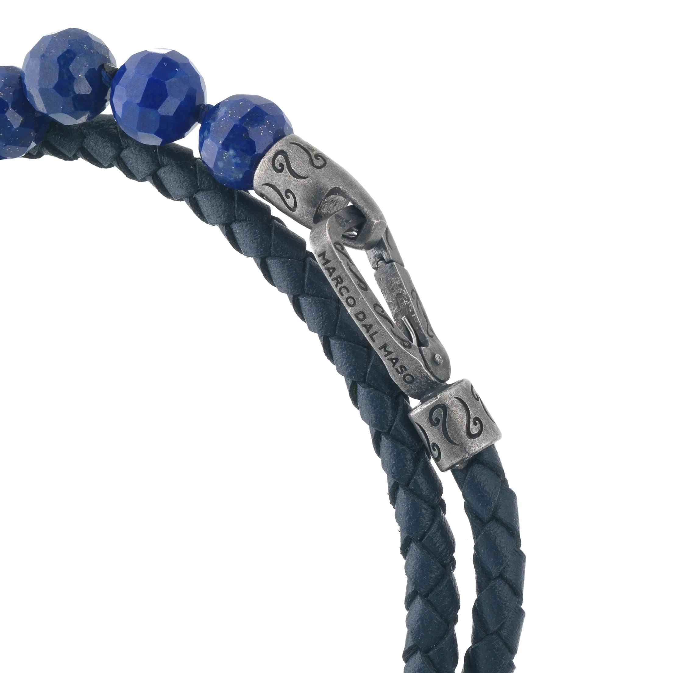 LASH Faceted Lapis Double Wrap Leather Bracelet