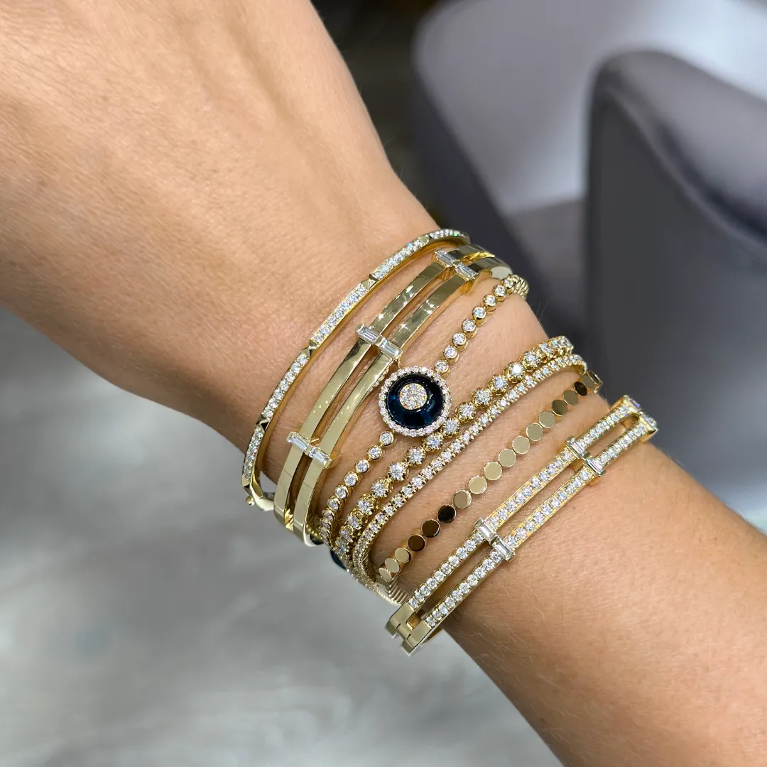 Lighthouse® Baguette Diamond Bangle | Yellow Gold