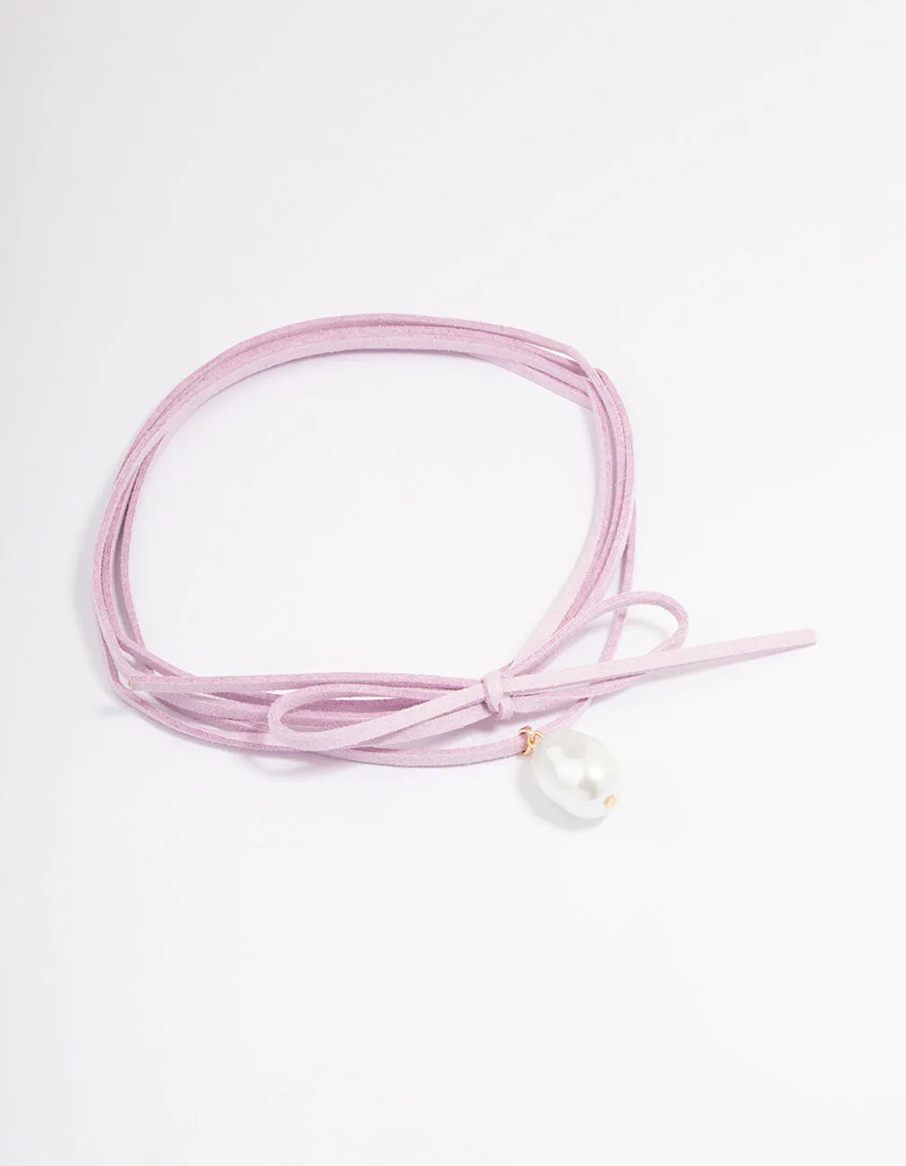 Lilac Fabric Wrapped Cord Pearl Choker
