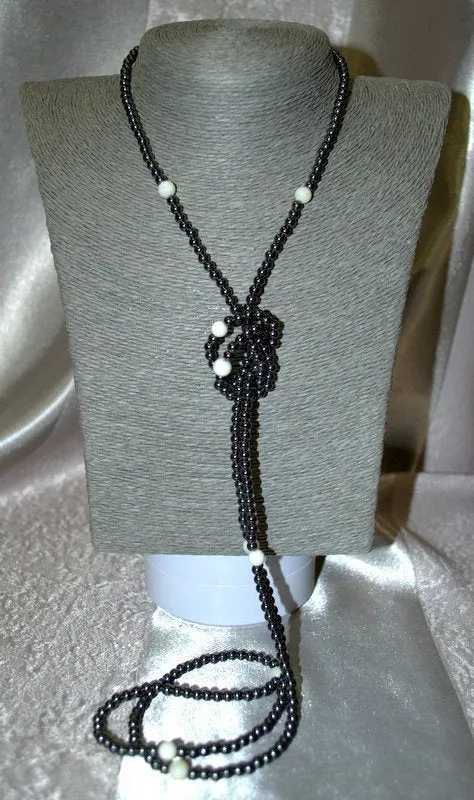 Long strand hematite necklace for her Personalized gift for mom Black stone gemstone necklace Anniversary gift for her Statement necklace