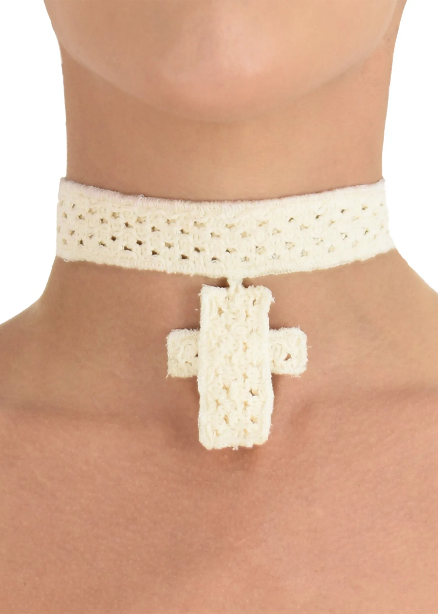 Luz Cross Choker | Beige Crochet