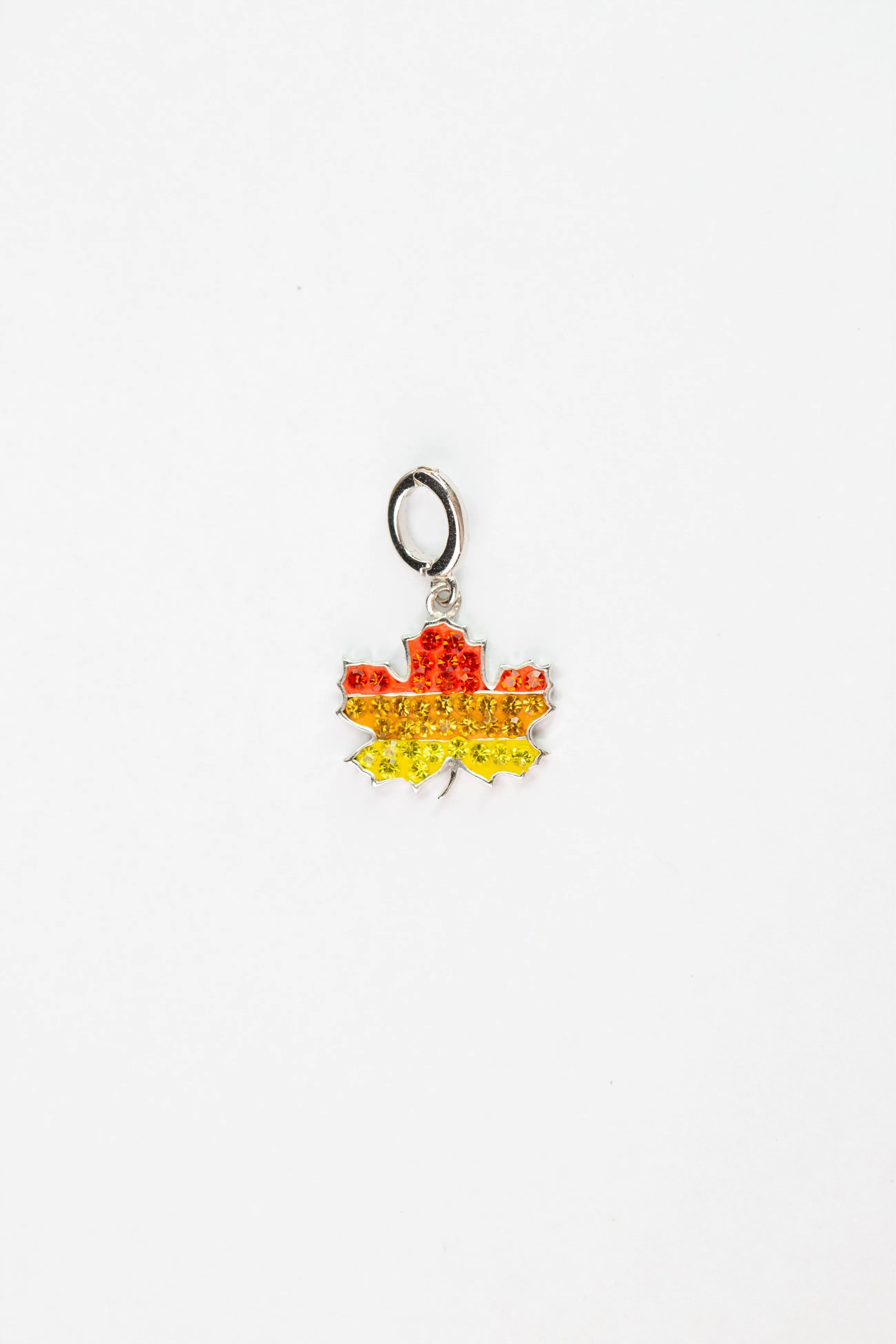 Maple Leaf Crystal Sterling Silver Charm